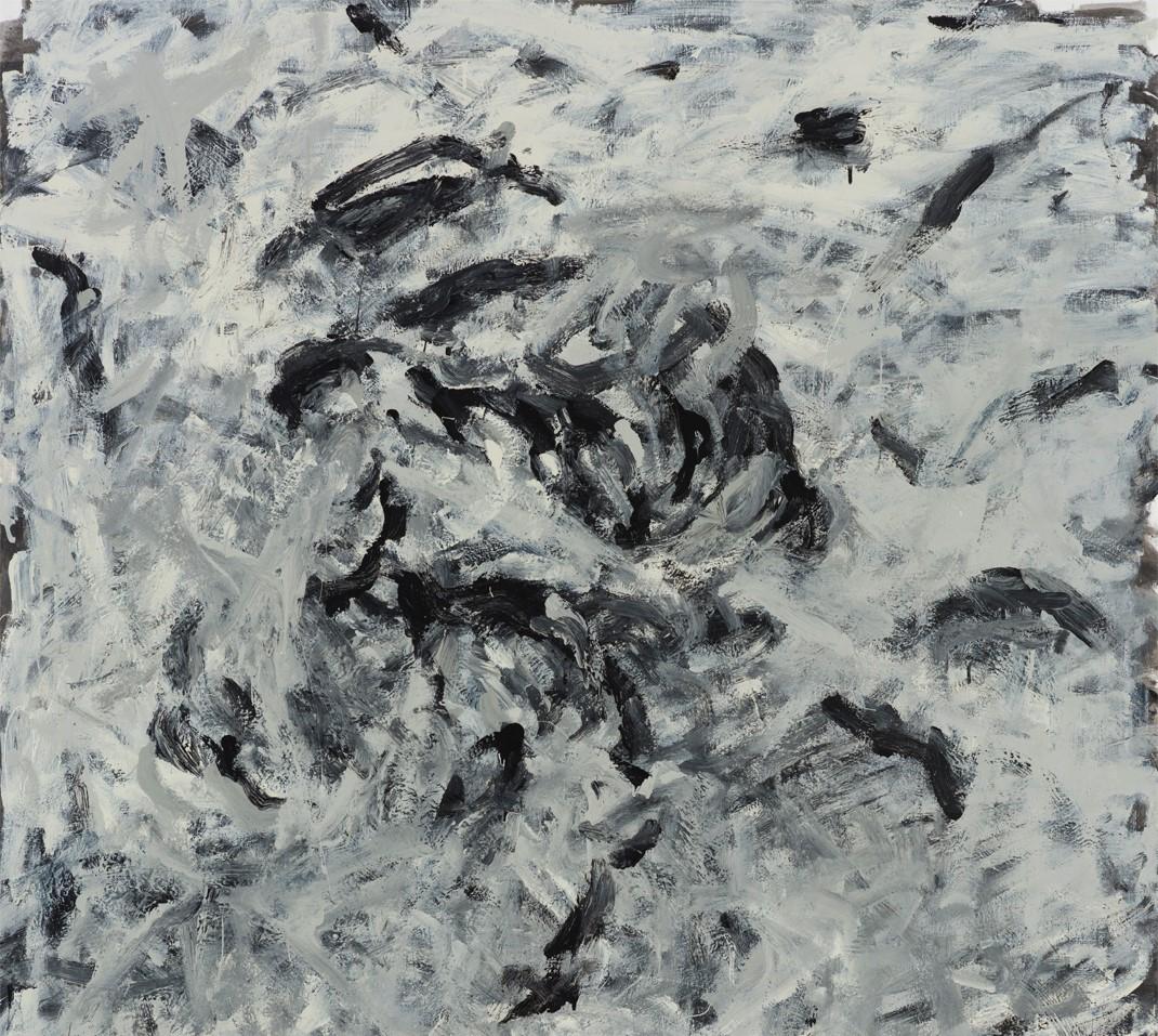 Untitled 08 [Remains of the Remains 08] - Peinture abstraite, noir, blanc - Expressionnisme abstrait Painting par Zsolt Berszán