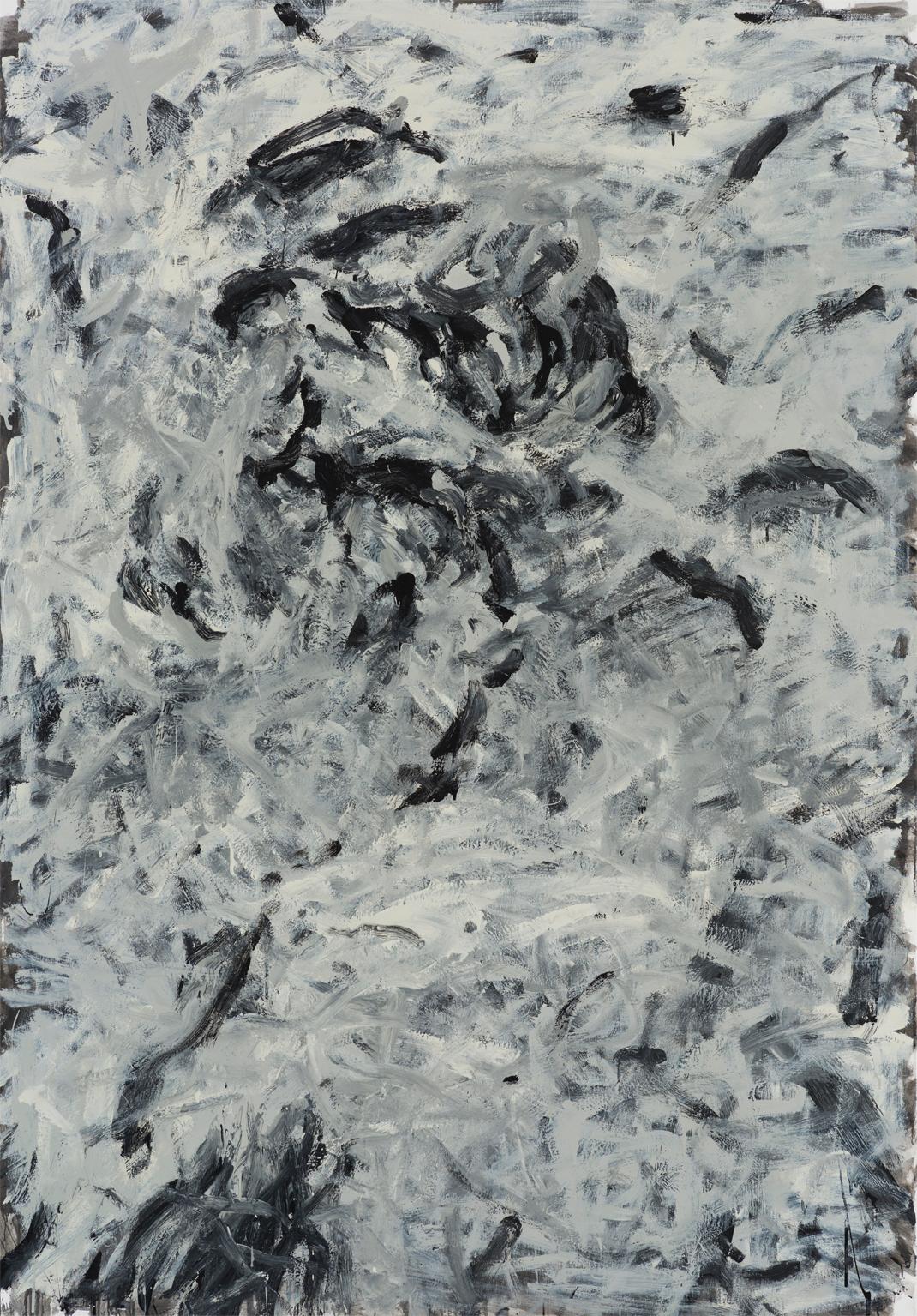 Abstract Painting Zsolt Berszán - Untitled 08 [Remains of the Remains 08] - Peinture abstraite, noir, blanc