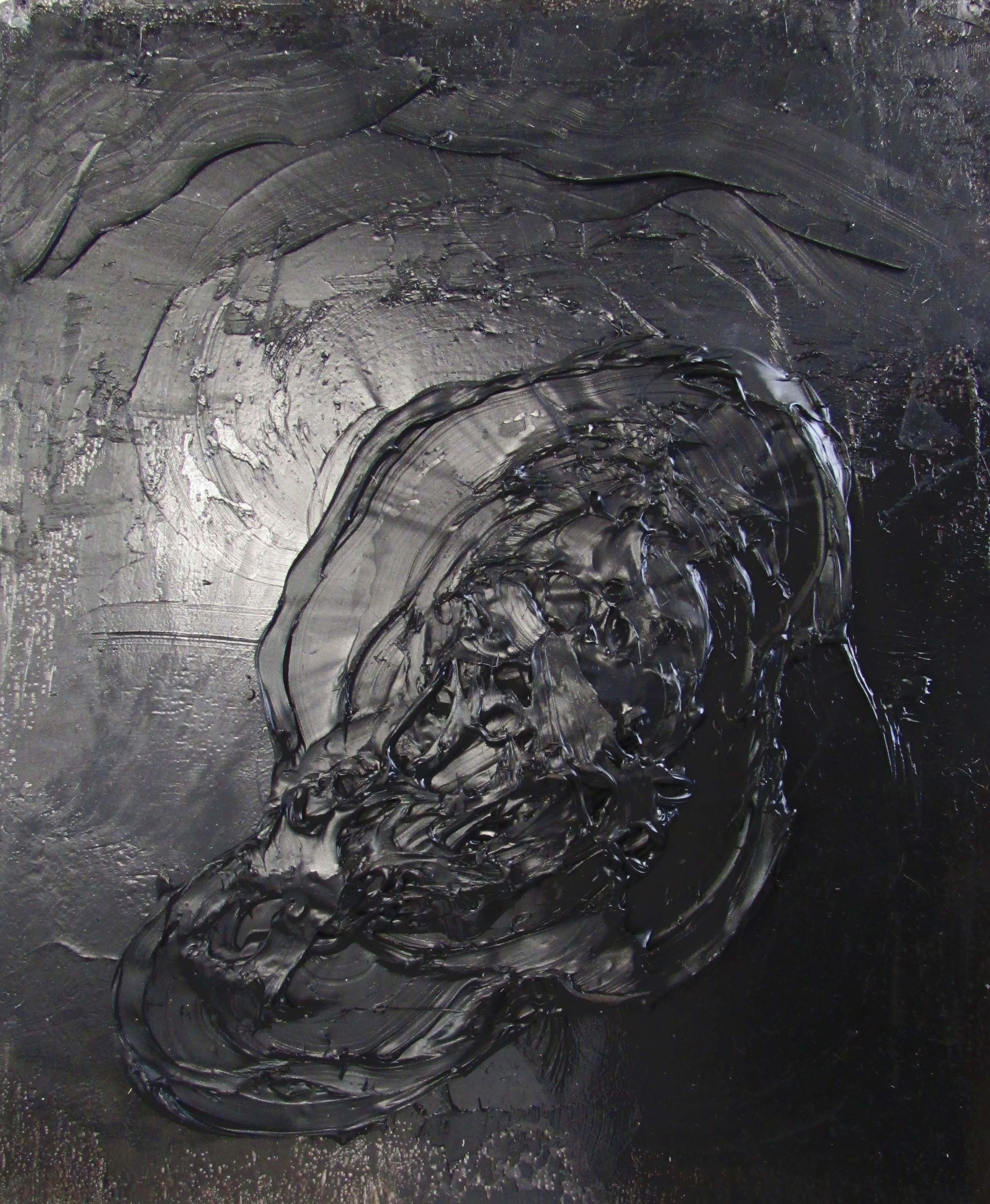 Zsolt Berszán Abstract Painting - Untitled 09 [Dissecting the Unknown 09] - 21st Century, Abstract, Black, Organic