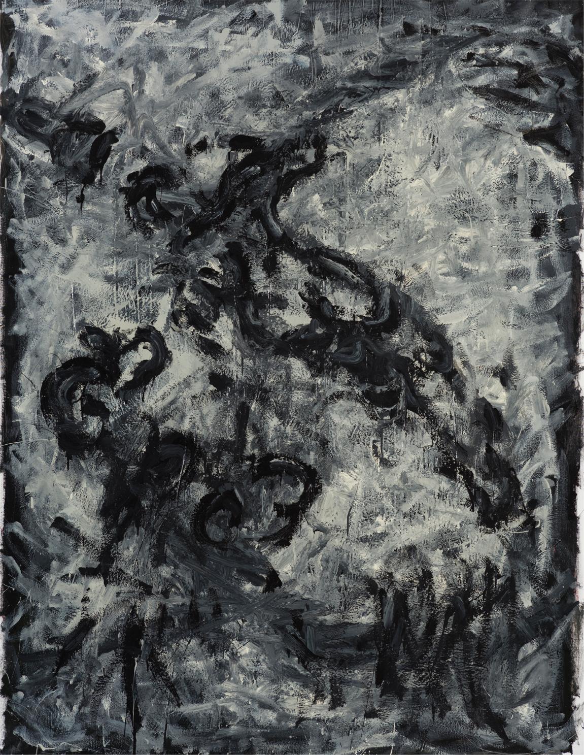 Zsolt Berszán Abstract Painting - Untitled 09 [Remains of the Remains 09] - Contemporary, Abstract, Black, Grey