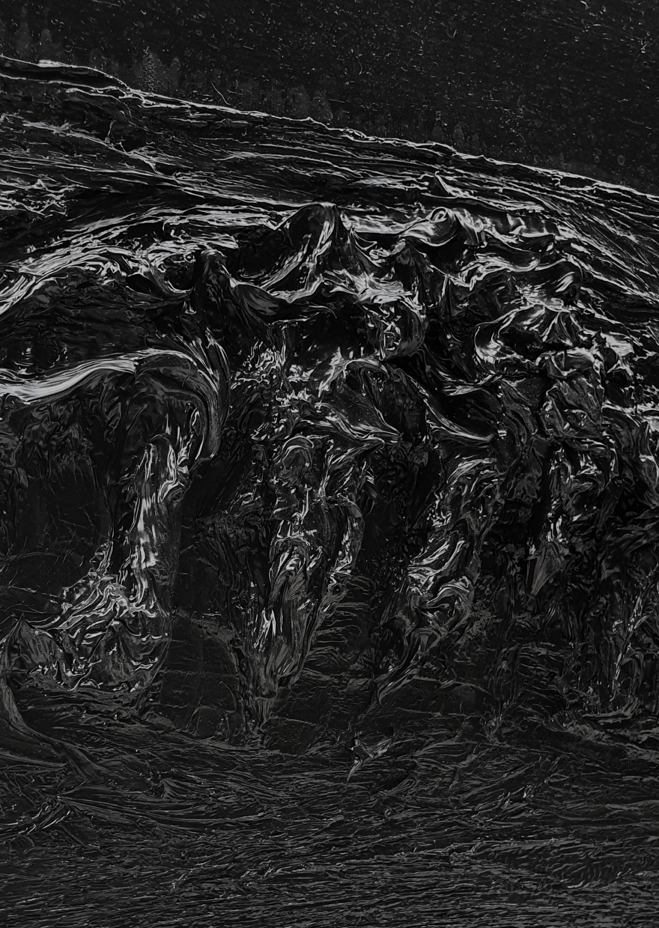 Senza titolo 4 - Contemporaneo, Nero, Monocromo, Pittura astratta, Organico, Vita in vendita 1