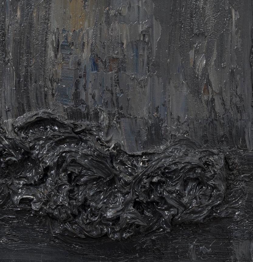 Sans titre - Contemporain, abstrait, noir, gris foncé, monochrome, organique  - Abstrait Painting par Zsolt Berszán