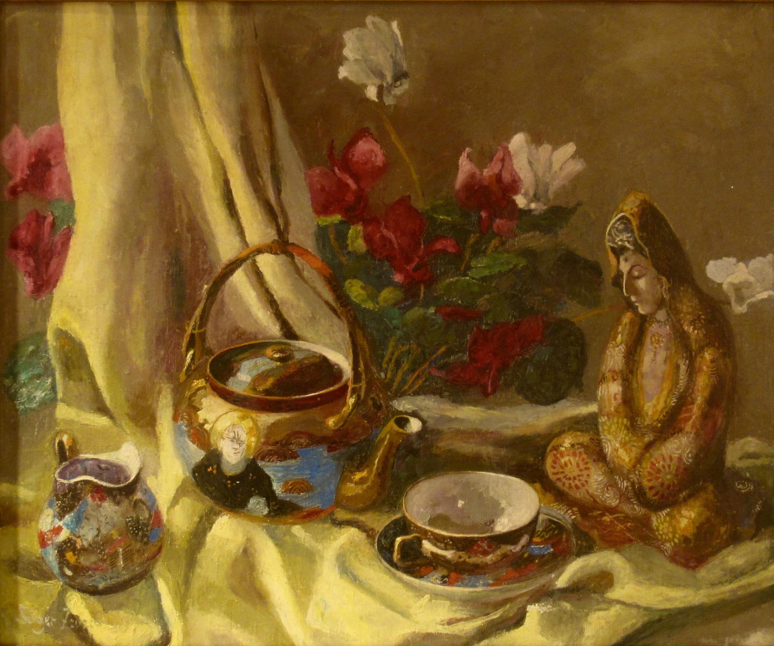 Natura morta con Gwun Yam - Painting di Zsuzsanna Suger