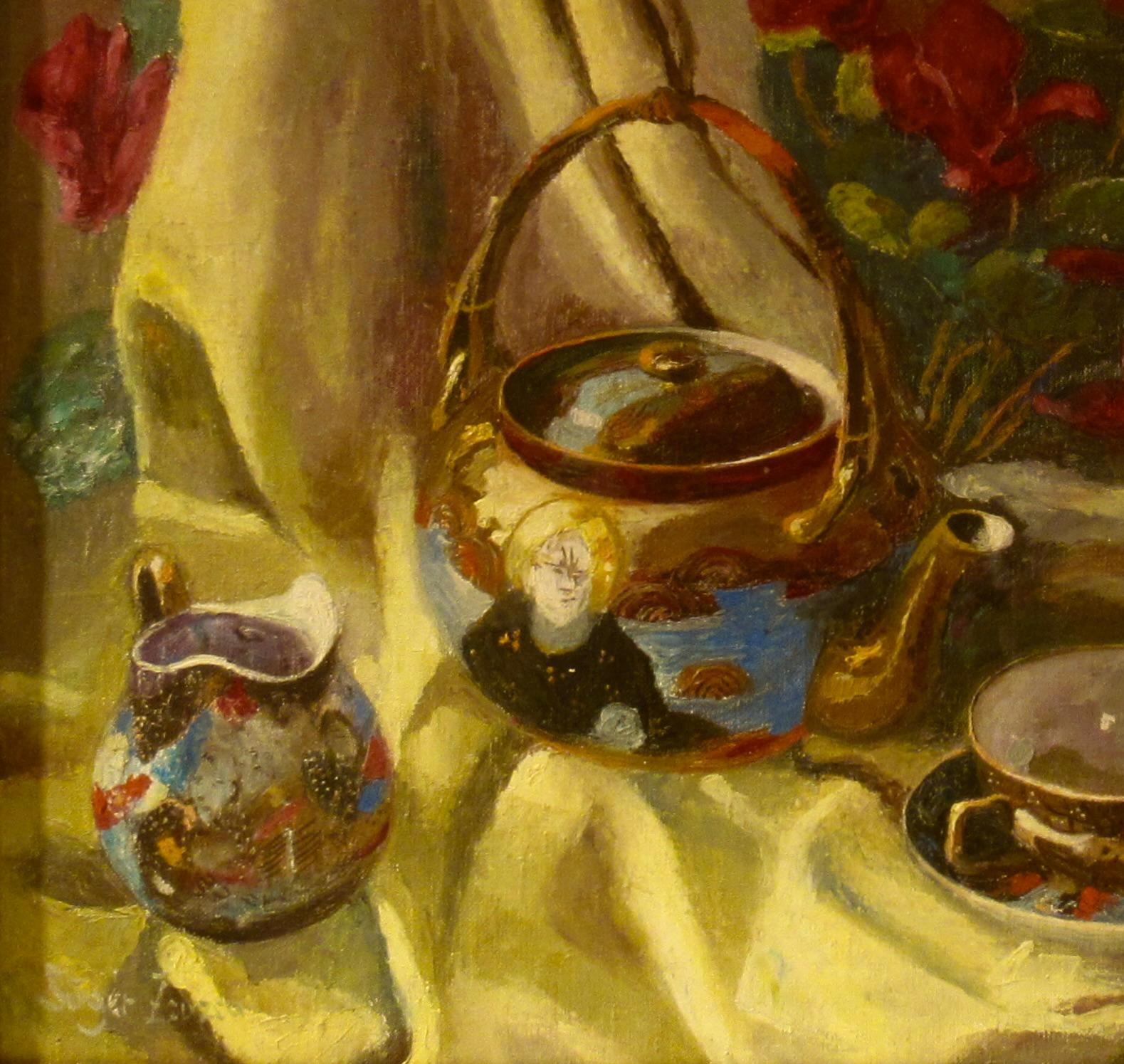 Natura morta con Gwun Yam - Painting Impressionismo di Zsuzsanna Suger