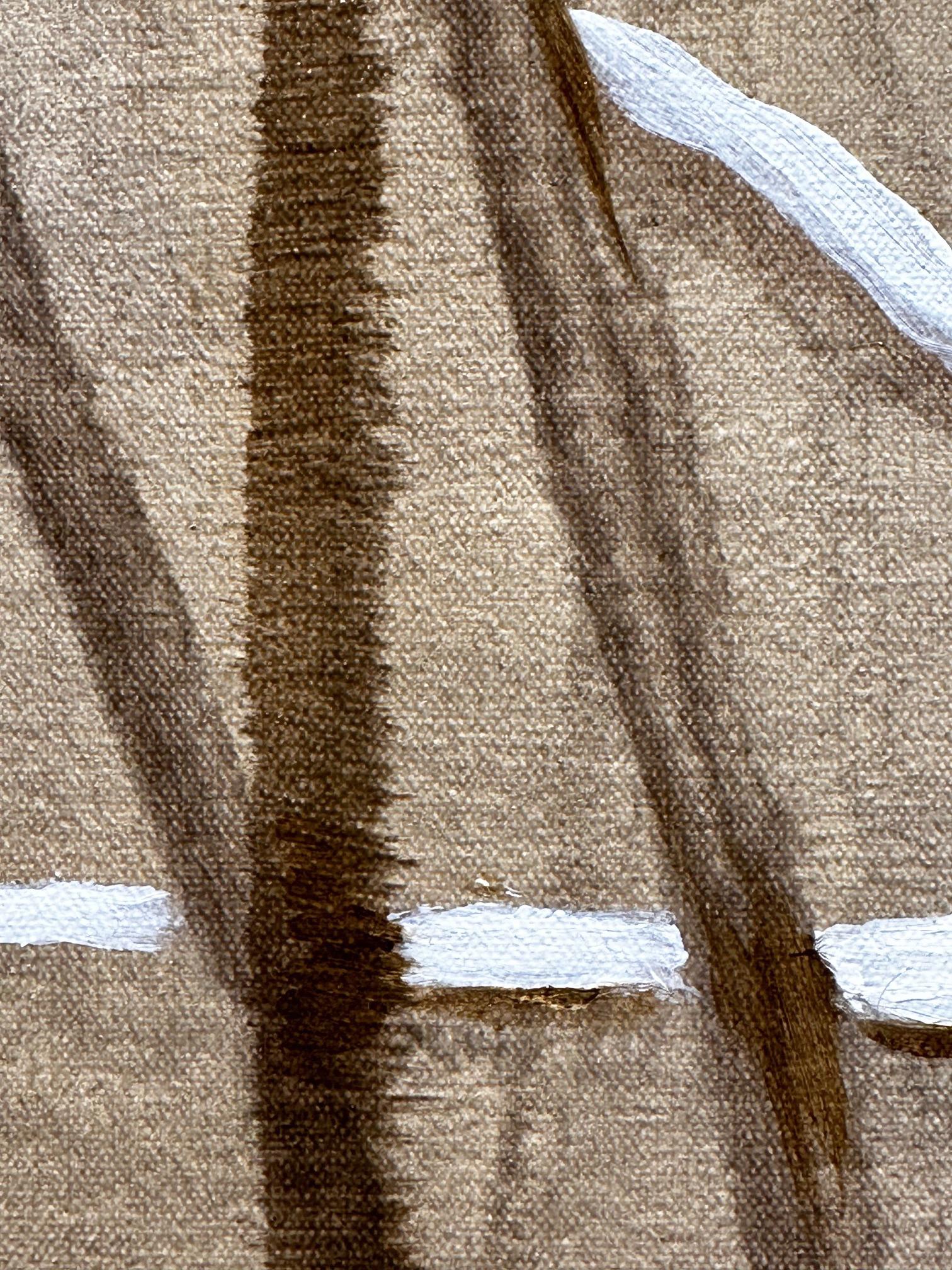 Zu Sheng Yu „Sanctuary“, 36x36 Winterbaum, Schneeblaues Jay-Landschafts-Ölgemälde, Ölgemälde im Angebot 7