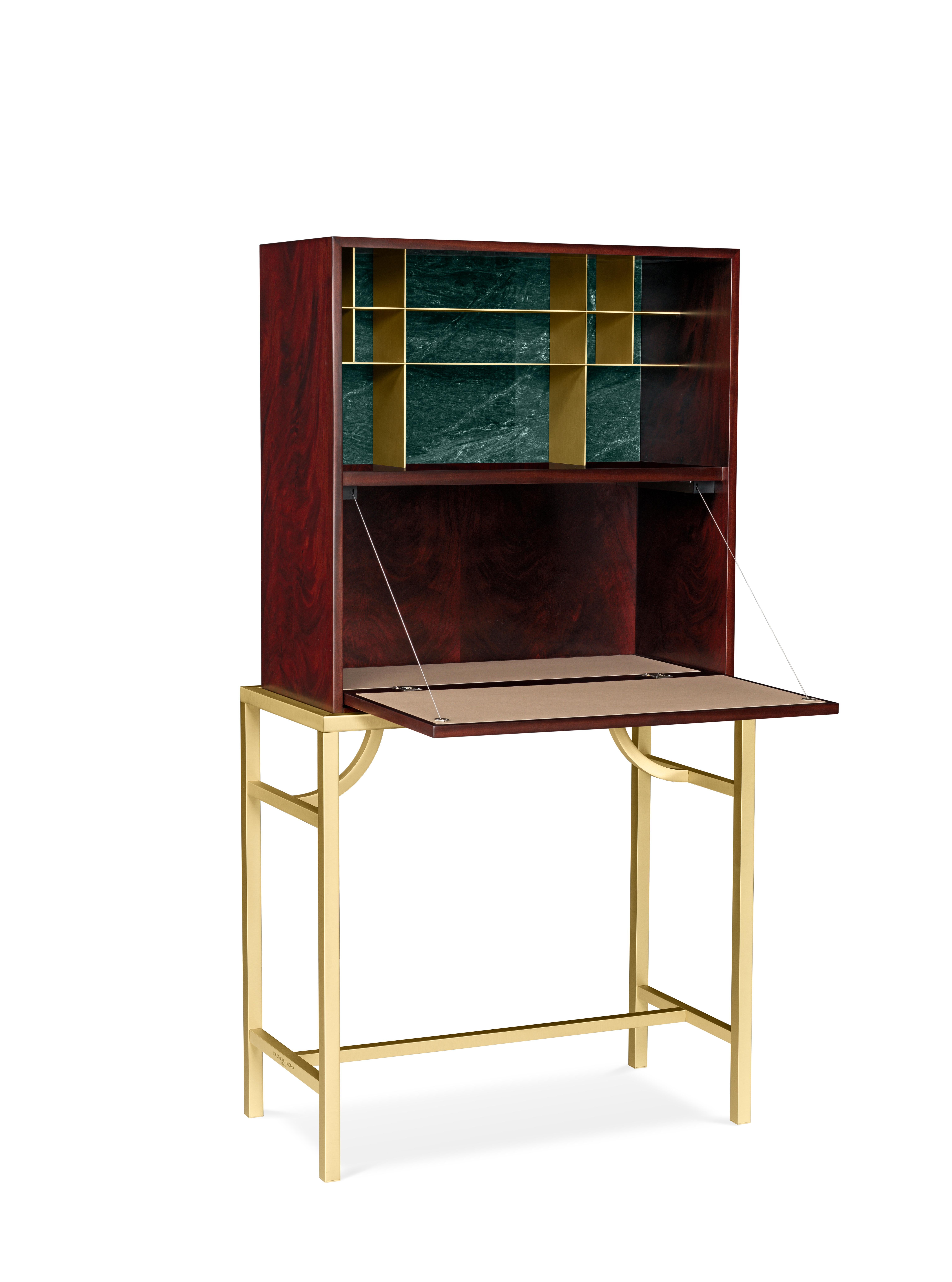 Italian Zuan Large Cabinet in Satin Brass Legs with Mahogany Wood by Paolo Rizzatto For Sale