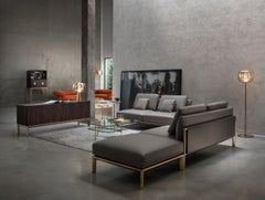 Zuan Large Cabinet with Satin Brass Legs & Calacatta Marble by Paolo Rizzatto