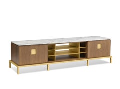 Zuan Living Cabinet with Satin Brass Legs & Calacatta Marble by Paolo Rizzatto