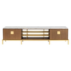 Zuan Living Cabinet with Satin Brass Legs & Calacatta Marble by Paolo Rizzatto