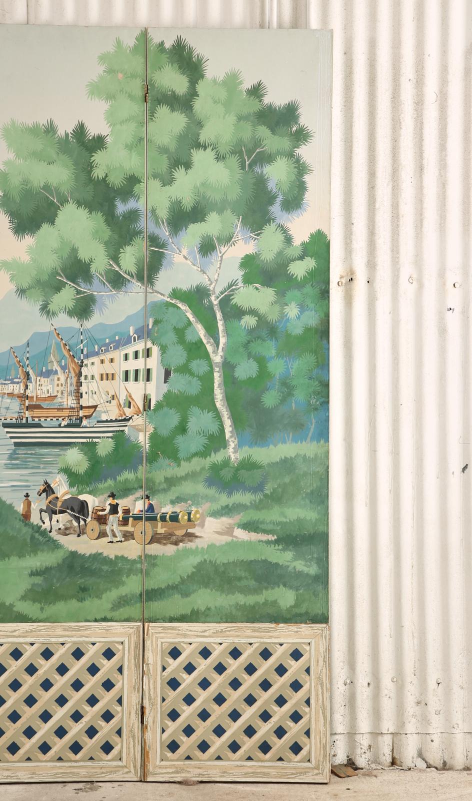 Zuber and Cie Eight Panel Wallpaper Harbor Scene 1