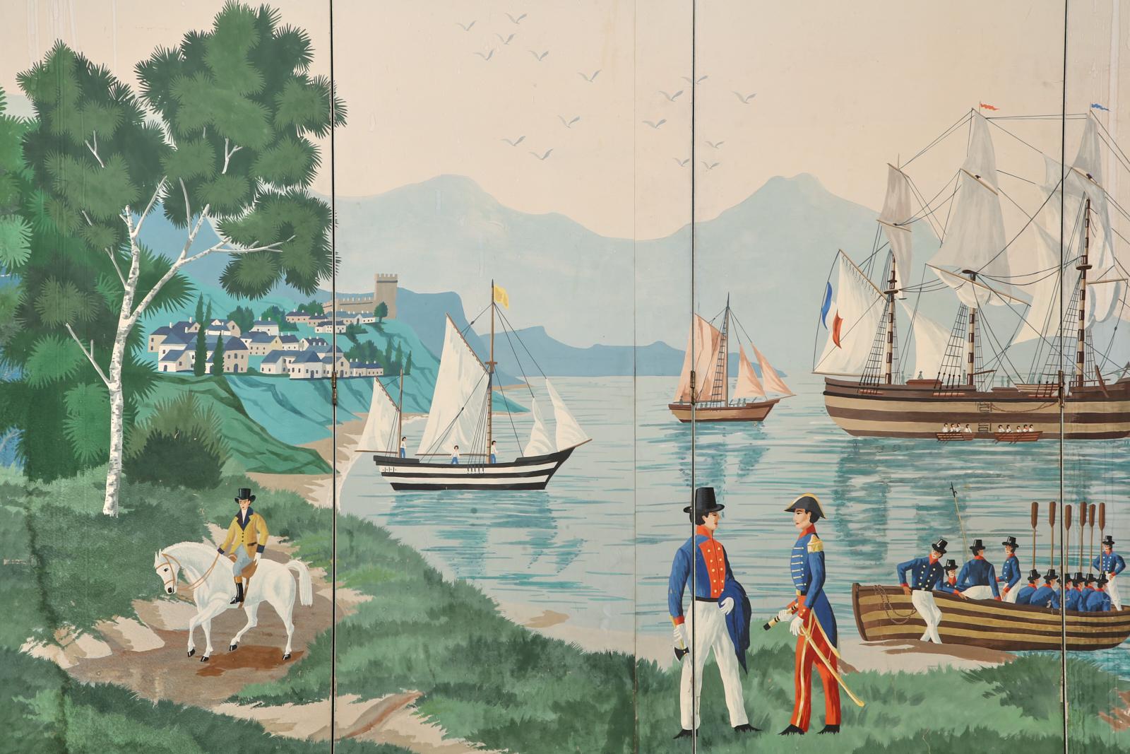 Zuber and Cie Eight Panel Wallpaper Harbor Scene 2