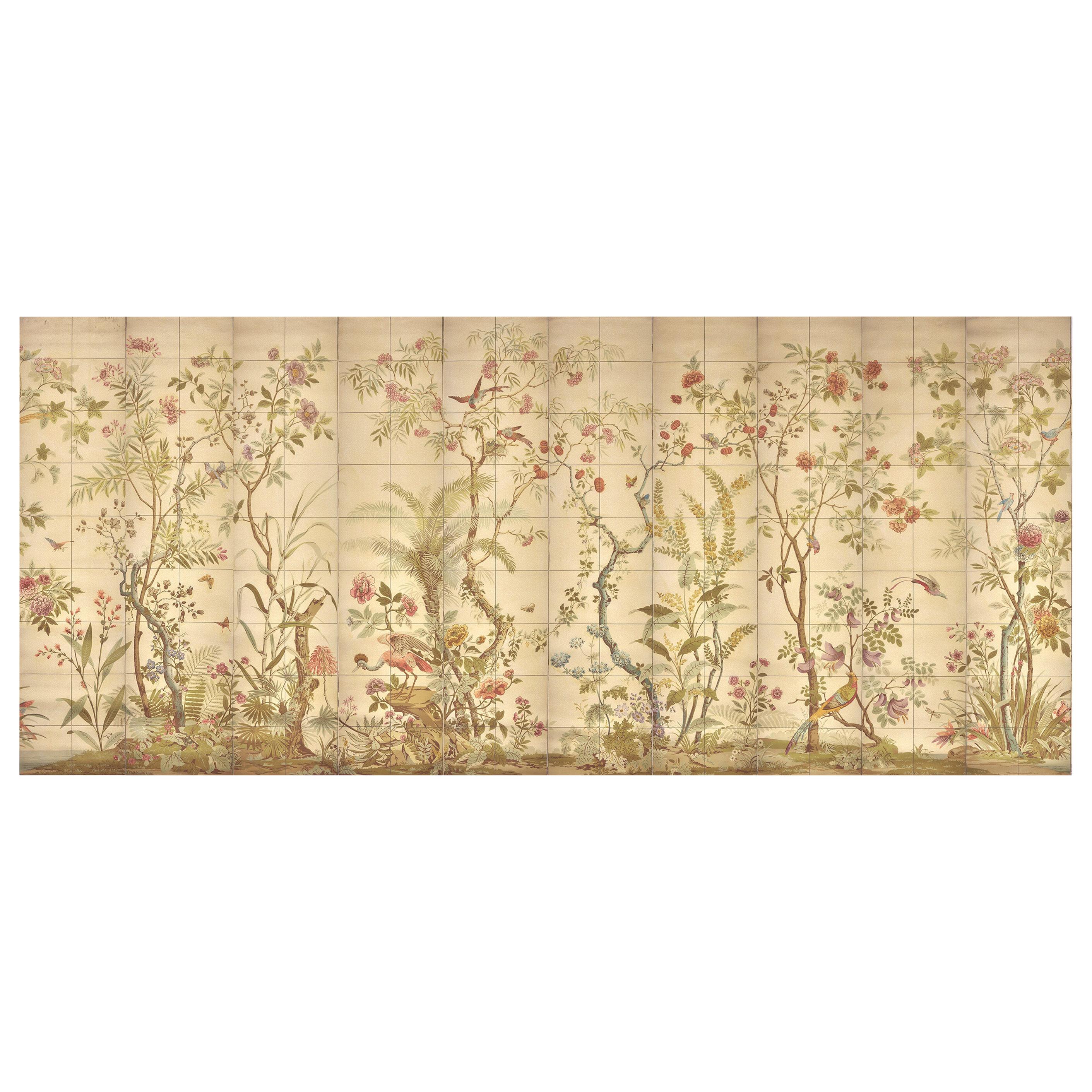 Zuber 
Decor Chinois, Carreaux
 Hand Wood Blocked with Tile Effect For Sale