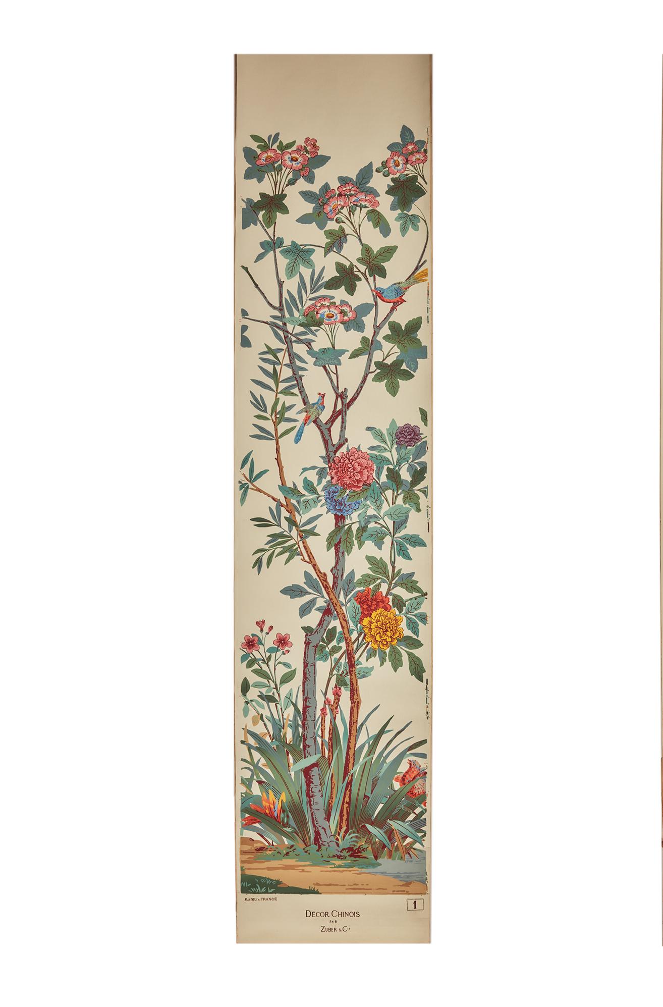 Zuber, 'Decor Chinois' Hand Wood Block Scenic Wall Paper Red Line Color Way For Sale 6