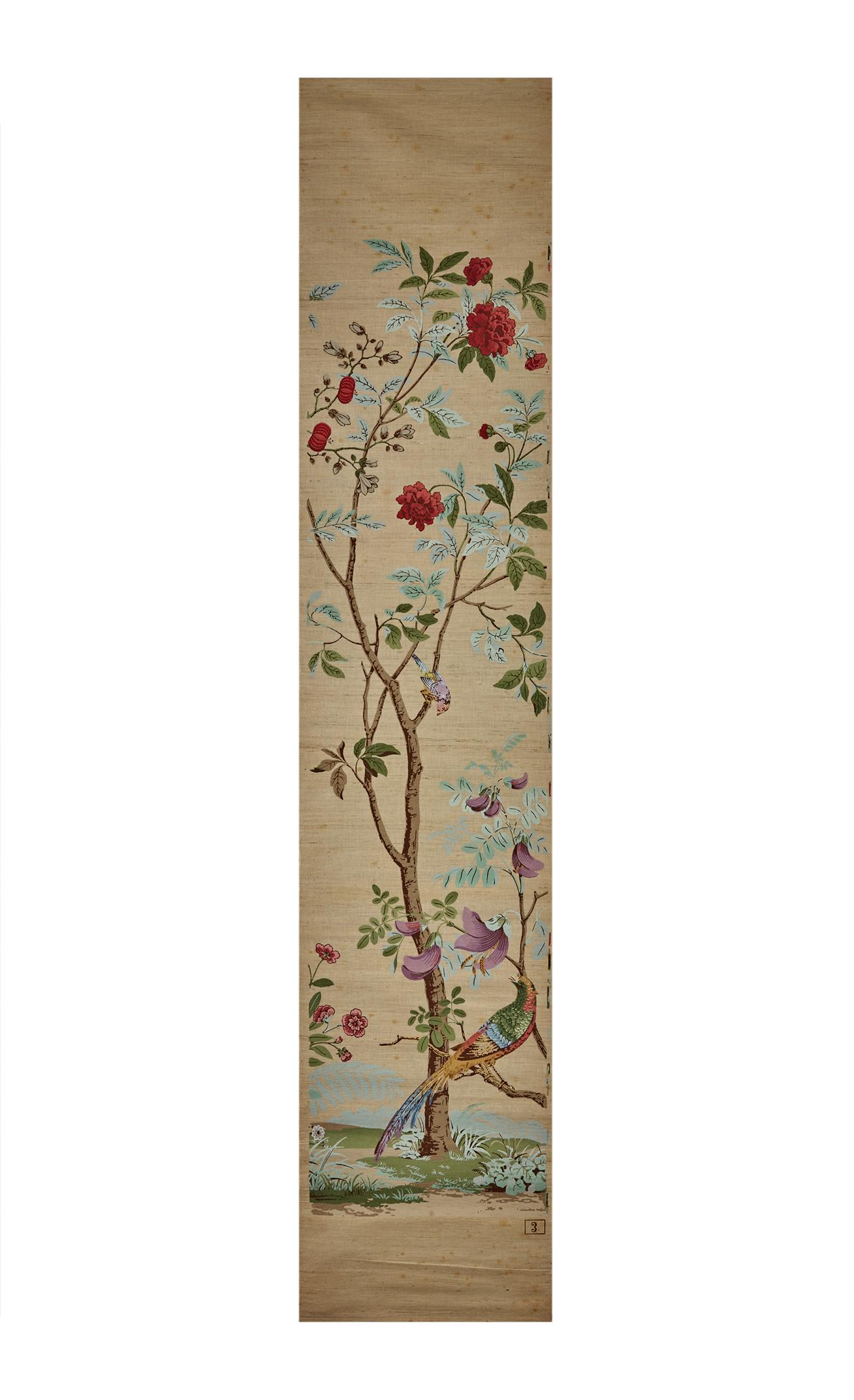 Zuber, 'Decor Chinois' Hand Wood Blocked on Grasscloth Scenic Wallpaper For Sale 3