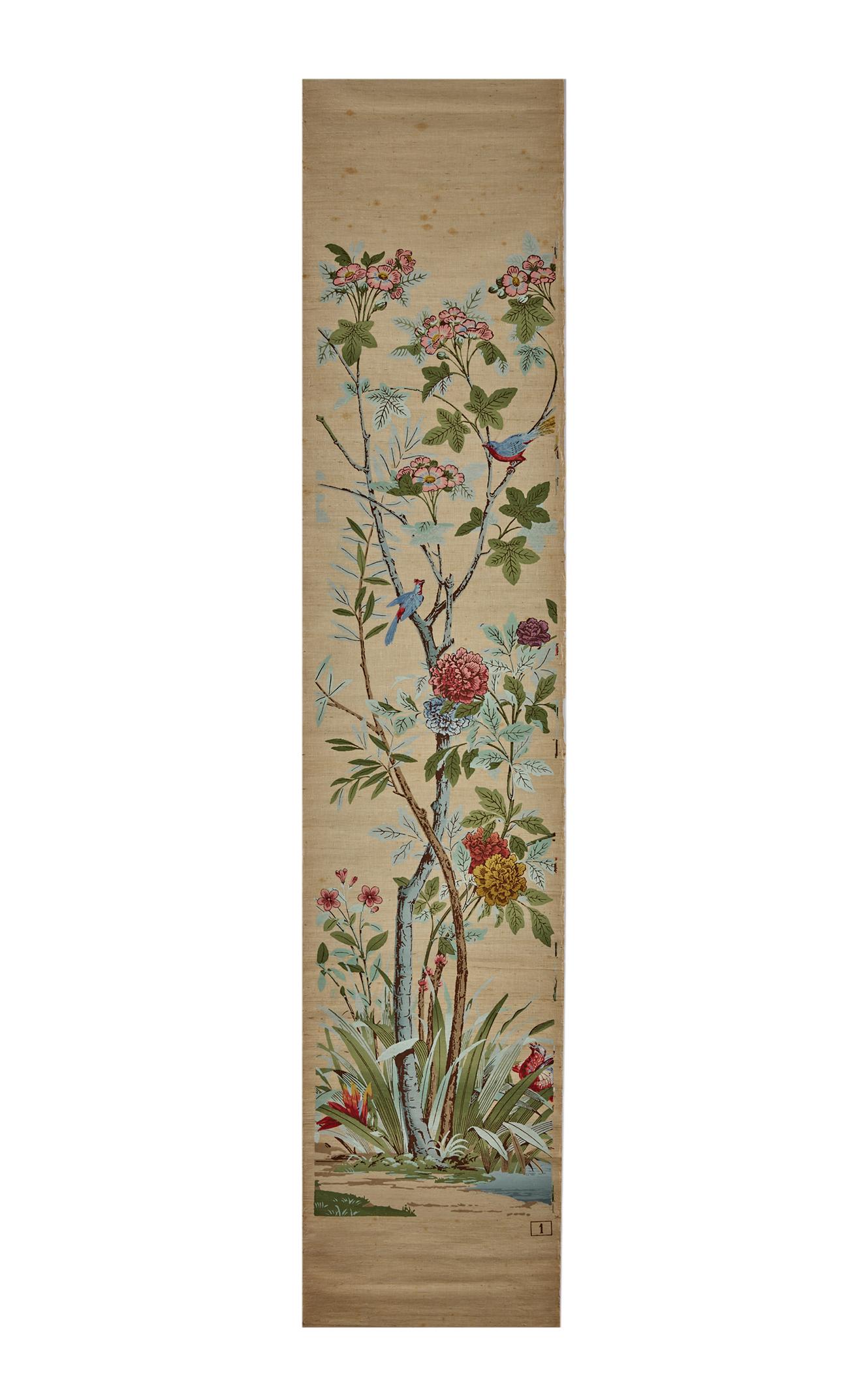 Zuber, 'Decor Chinois' Hand Wood Blocked on Grasscloth Scenic Wallpaper For Sale 5