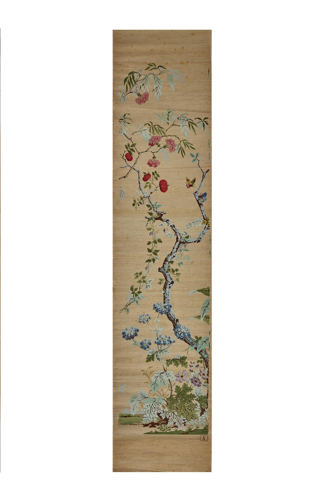 Zuber, 'Decor Chinois' Hand Wood Blocked on Grasscloth Scenic Wallpaper For Sale 1