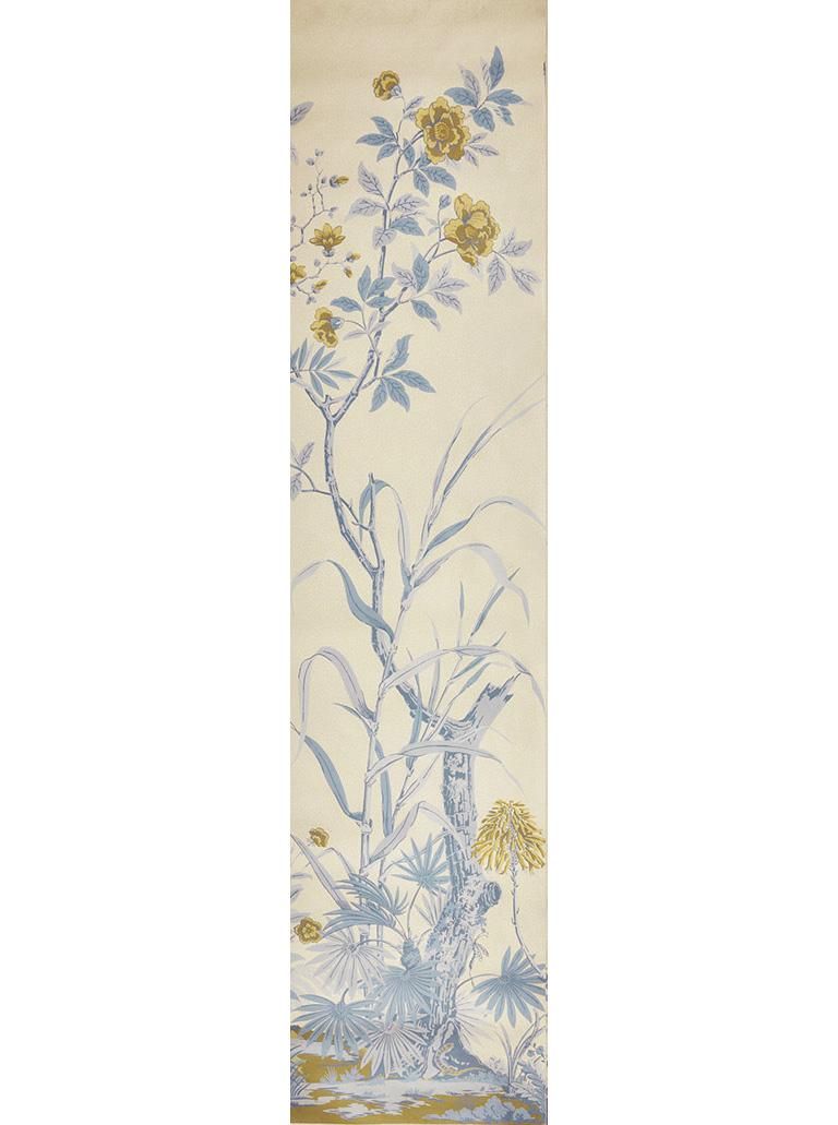 Zuber, 'Decor Chinois' Hand Wood Blocked Scenic Wall Paper in Cornflake Blue For Sale 2