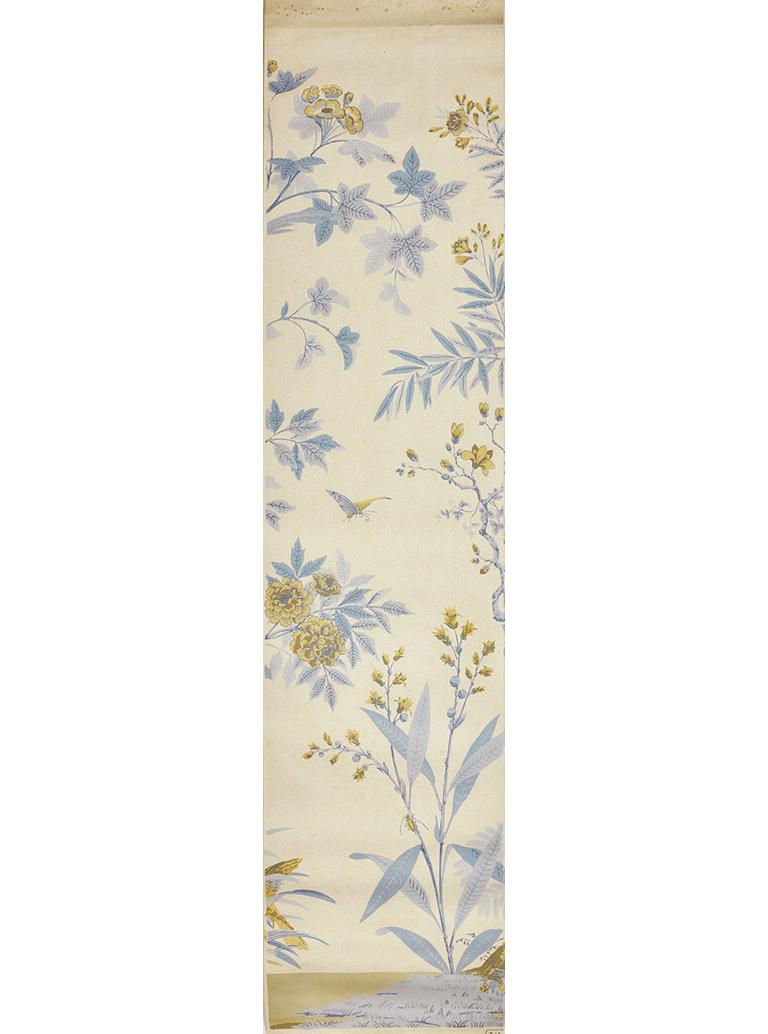 Zuber, 'Decor Chinois' Hand Wood Blocked Scenic Wall Paper in Cornflake Blue For Sale 4