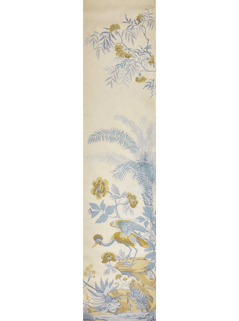 Zuber, 'Decor Chinois' Hand Wood Blocked Scenic Wall Paper in Cornflake Blue For Sale 1