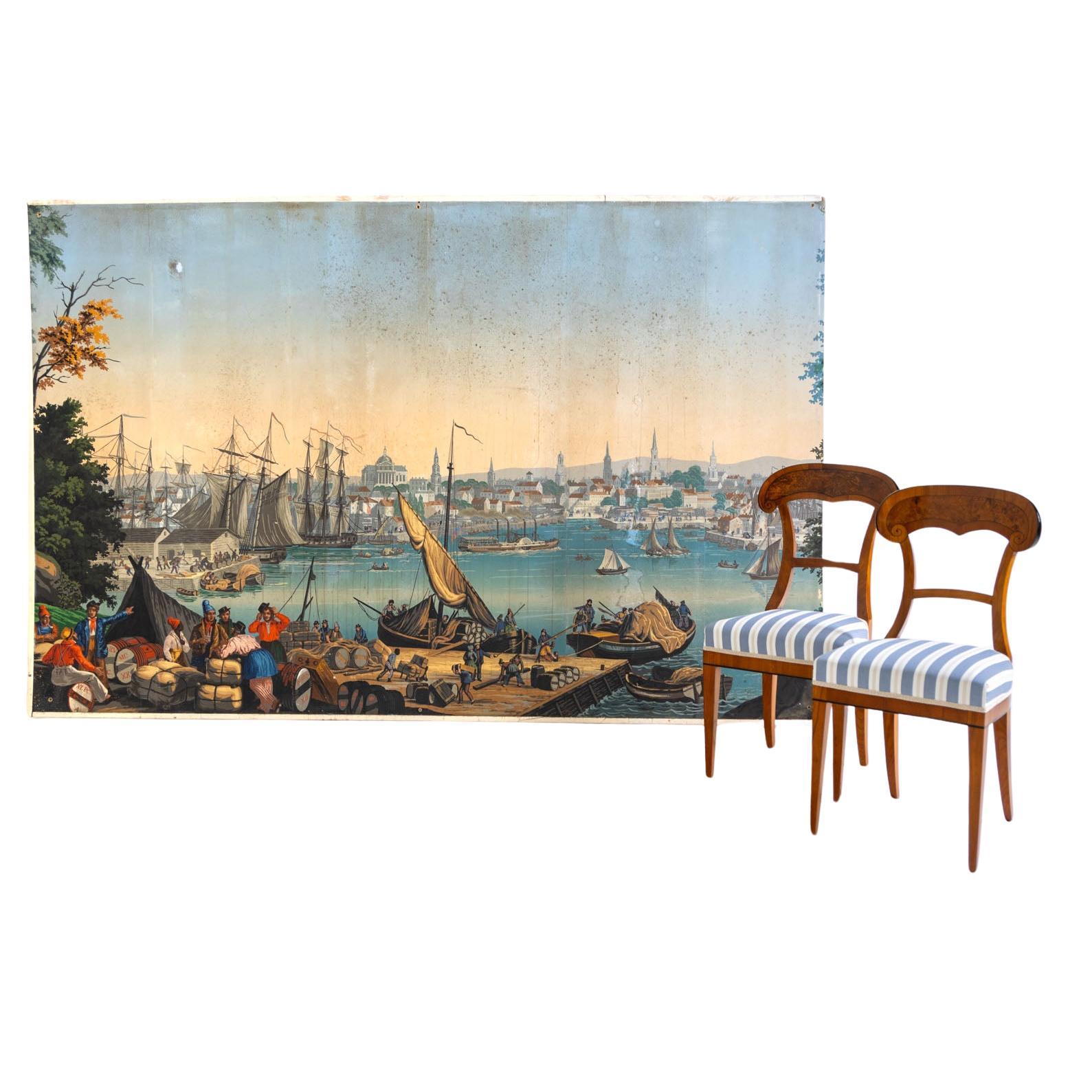 Zuber et Cie, "Boston Harbor" from "Vues d'Amérique du Nord", France Mid-20th c. For Sale