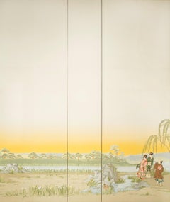 Antique Zuber French Scenic Wallpaper Panels The Japanese Garden Landscape Scene