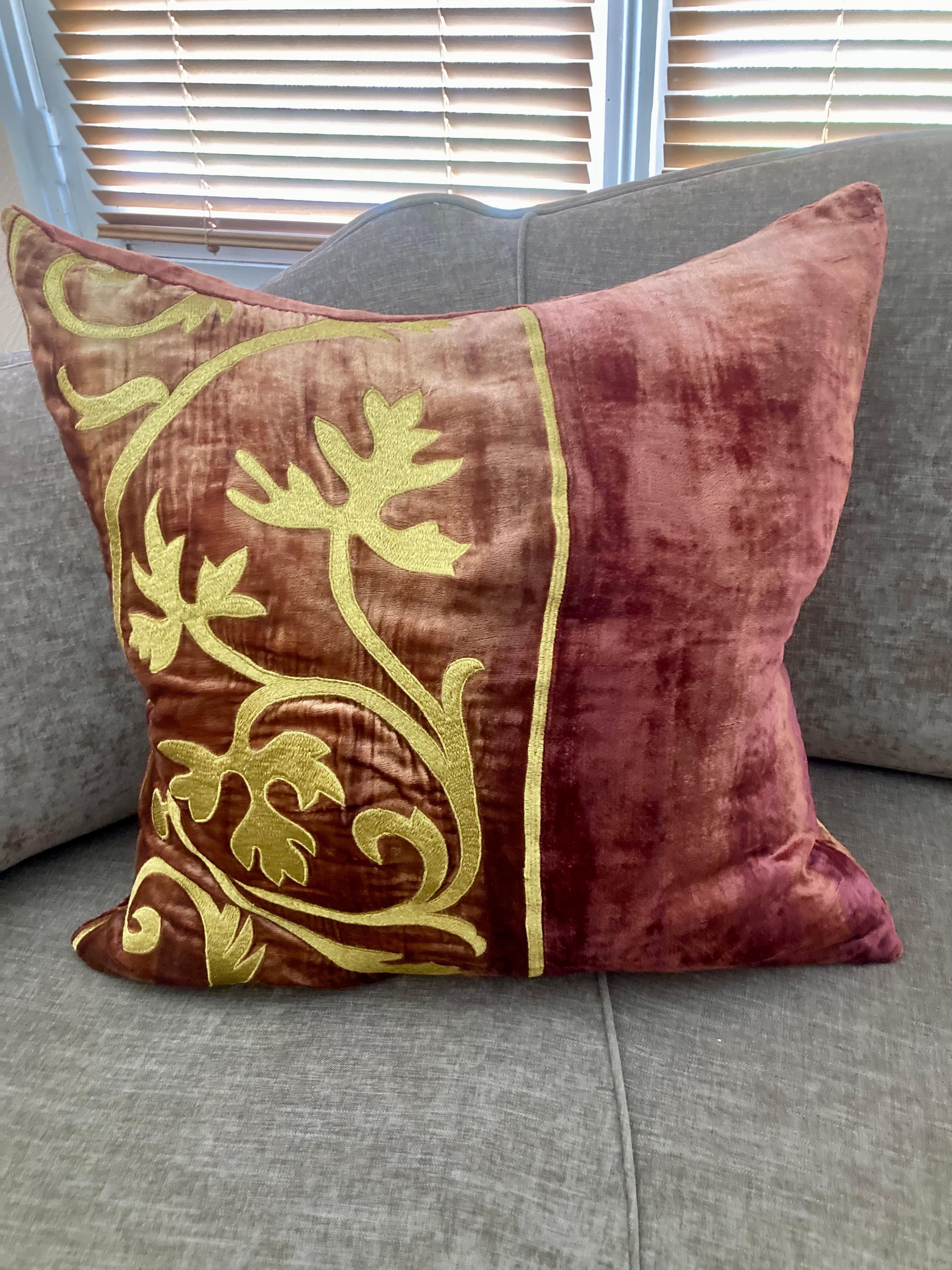 Zuber Gold Embroidery on Aged Red Velvet #6 For Sale 5