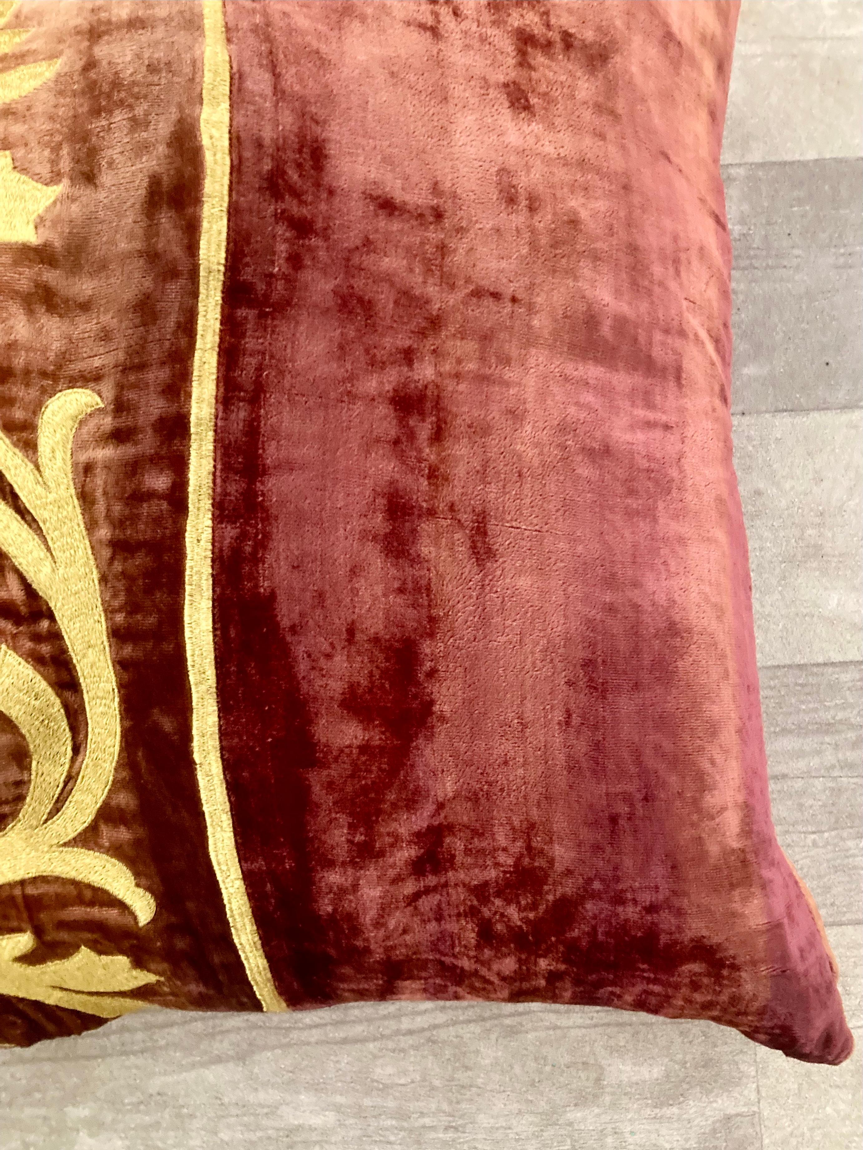 Zuber Gold Embroidery on Aged Red Velvet #6 In Good Condition For Sale In Los Angeles, CA