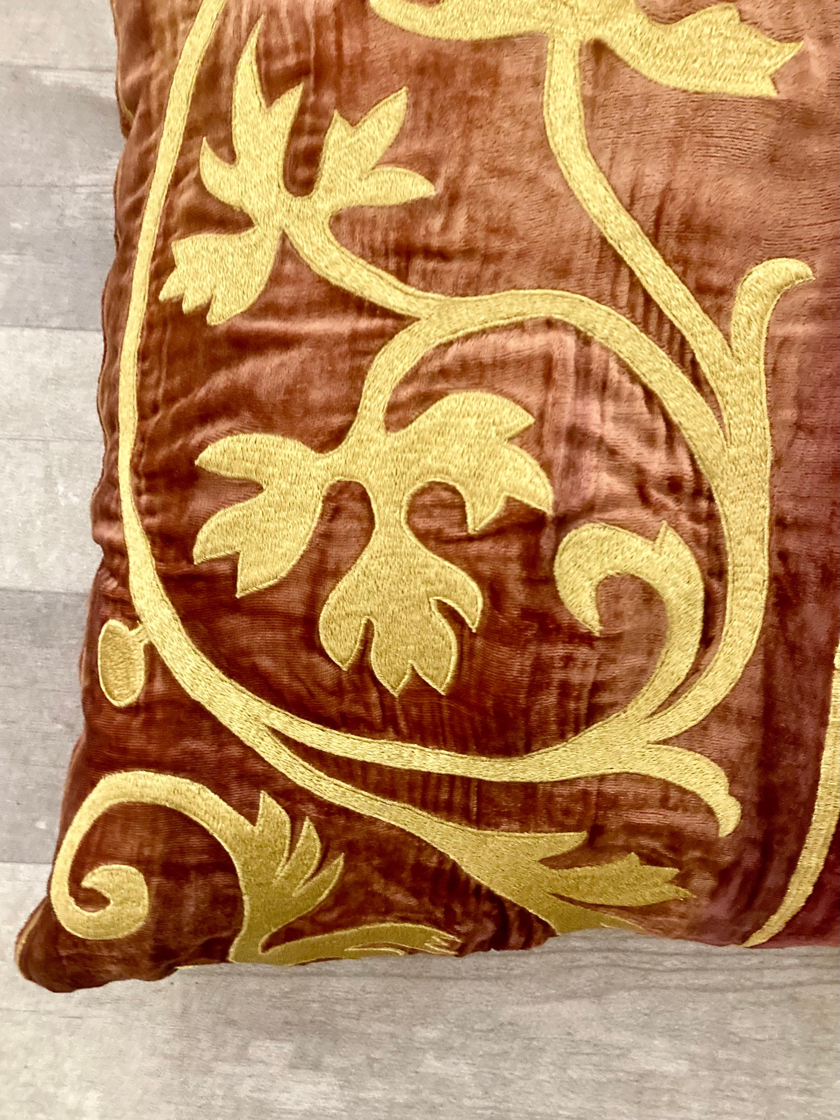 Late 20th Century Zuber Gold Embroidery on Aged Red Velvet #6 For Sale