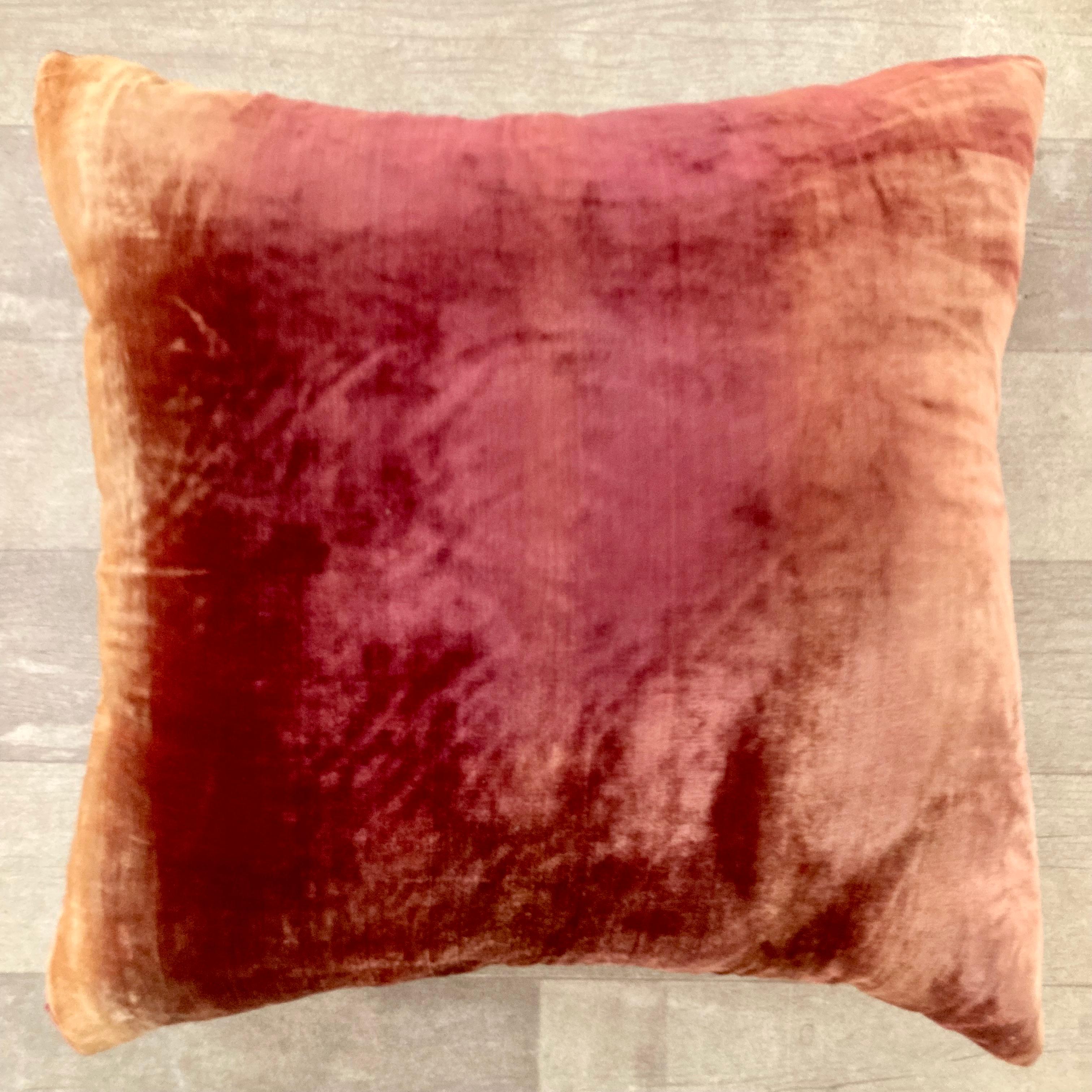Zuber Gold Embroidery on Aged Red Velvet Down Pillow #1 For Sale 2