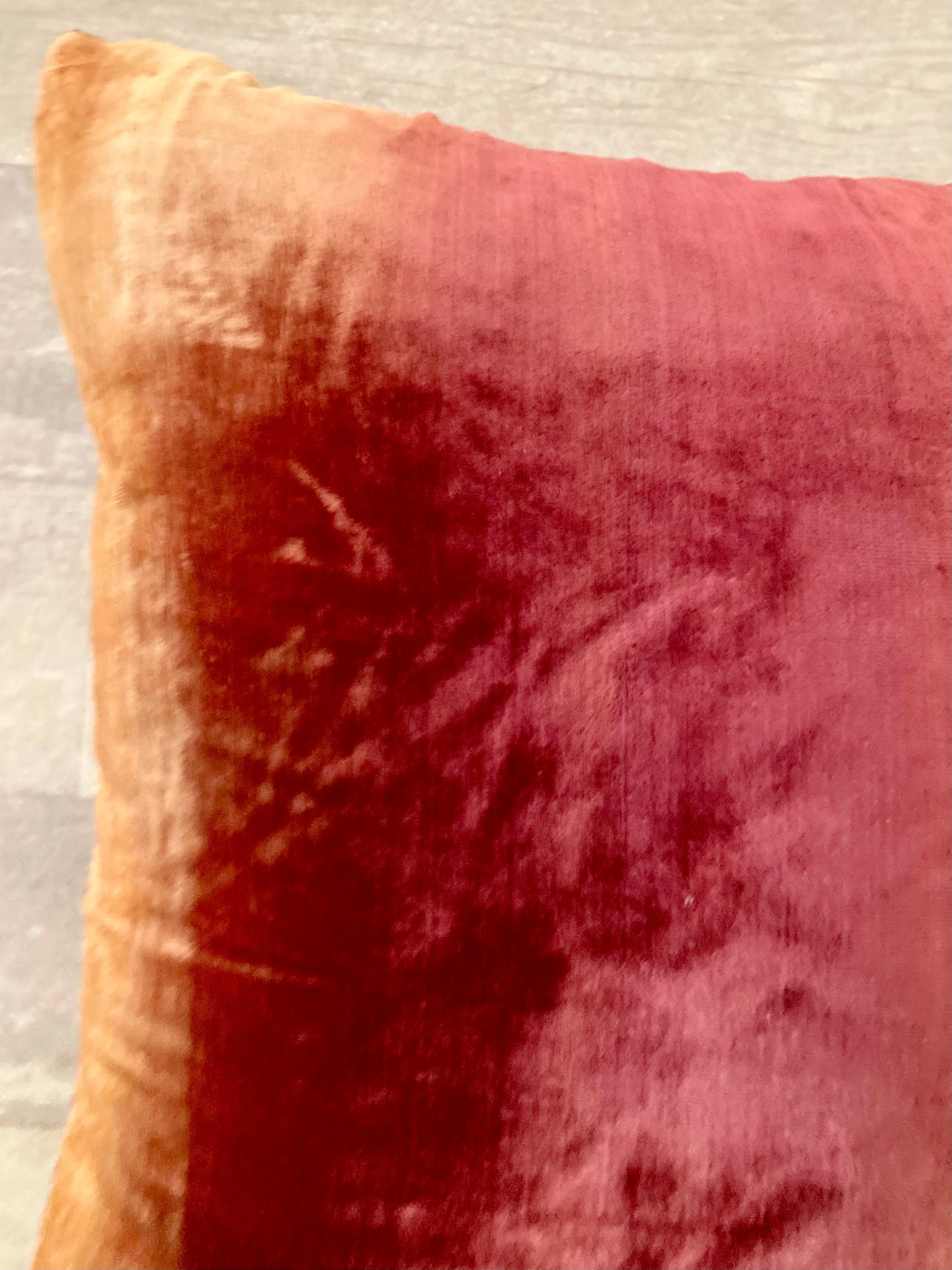 Zuber Gold Embroidery on Aged Red Velvet Down Pillow #1 For Sale 3