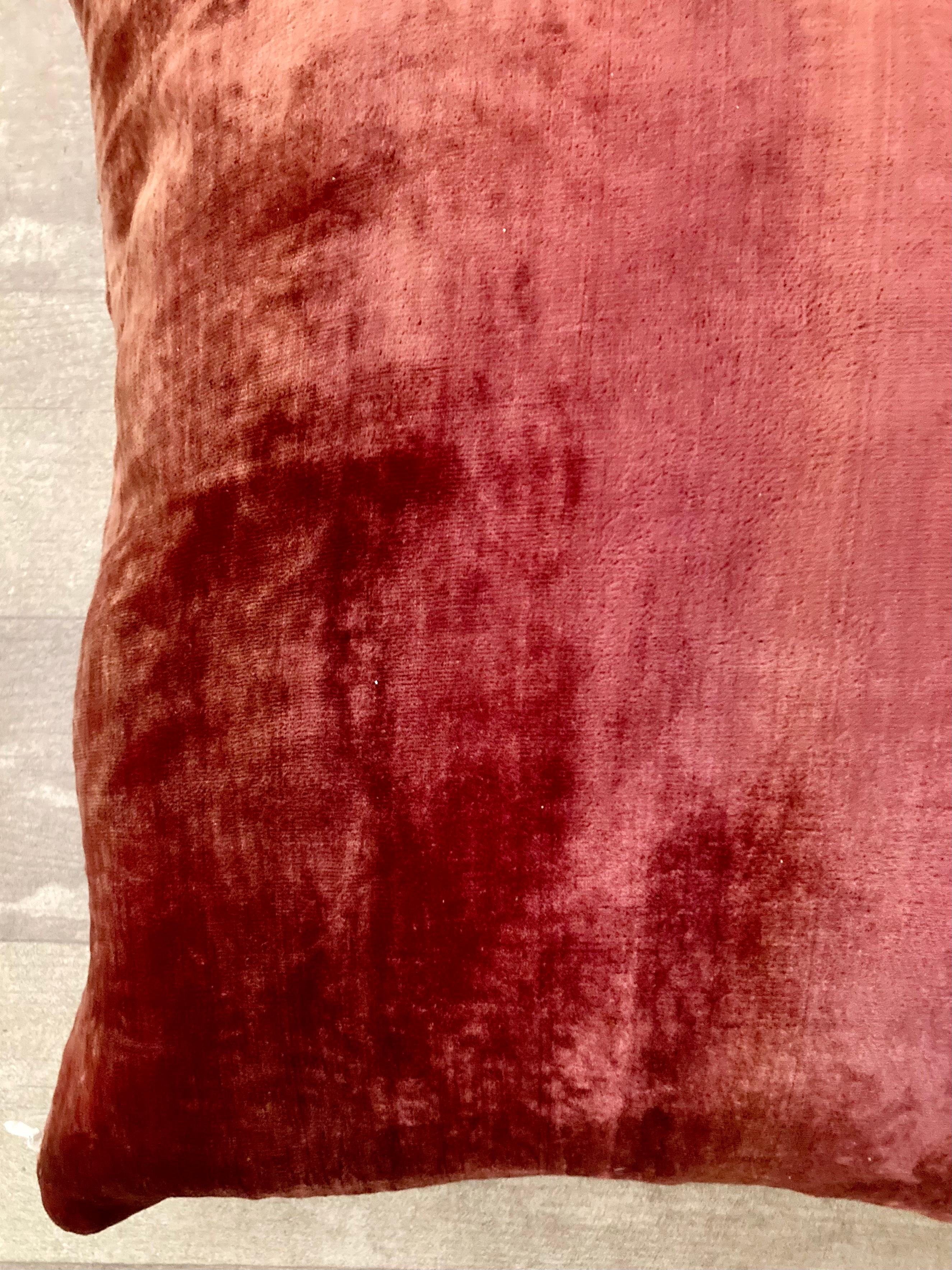 Zuber Gold Embroidery on Aged Red Velvet Down Pillow #2 For Sale 4