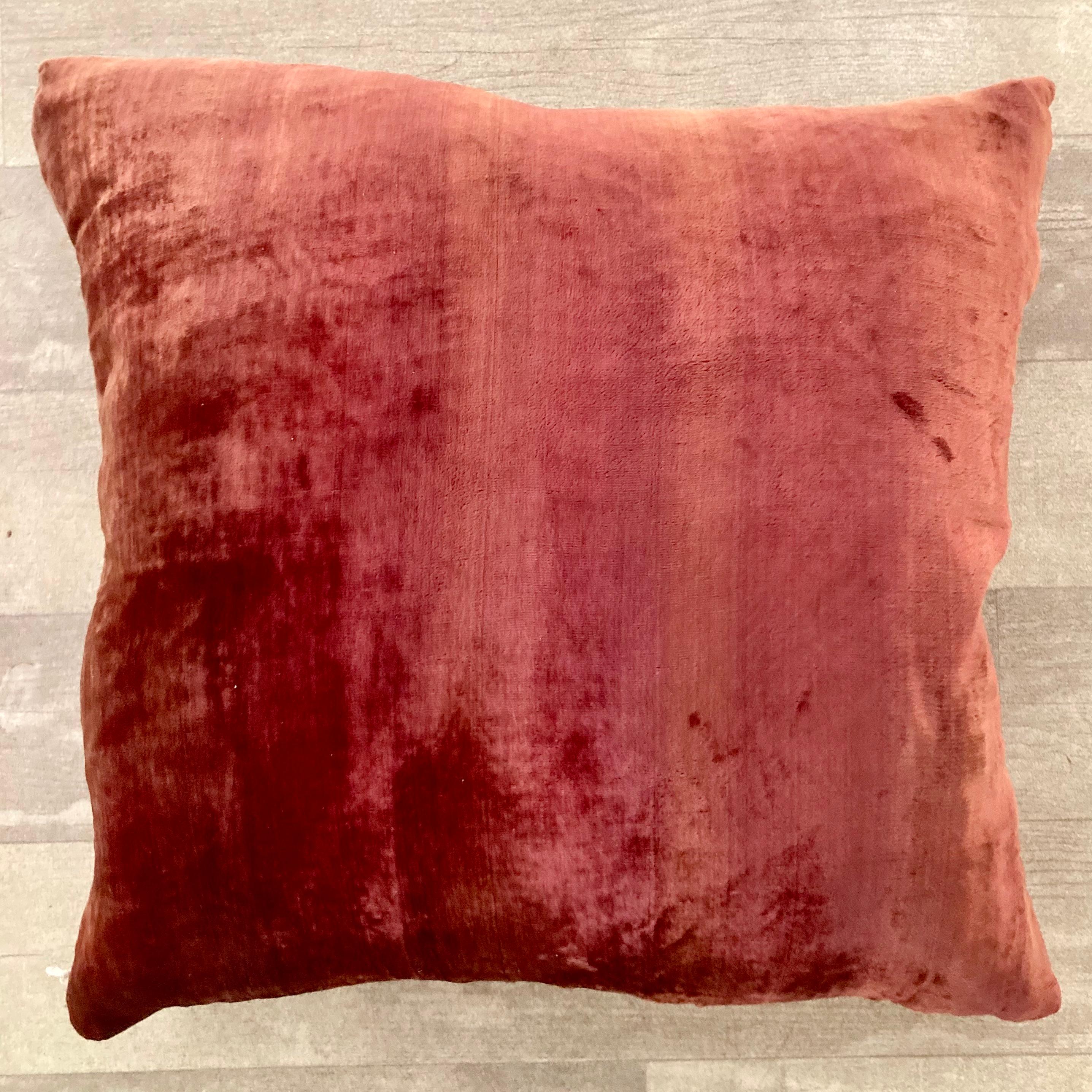 Zuber Gold Embroidery on Aged Red Velvet Down Pillow #2 For Sale 1