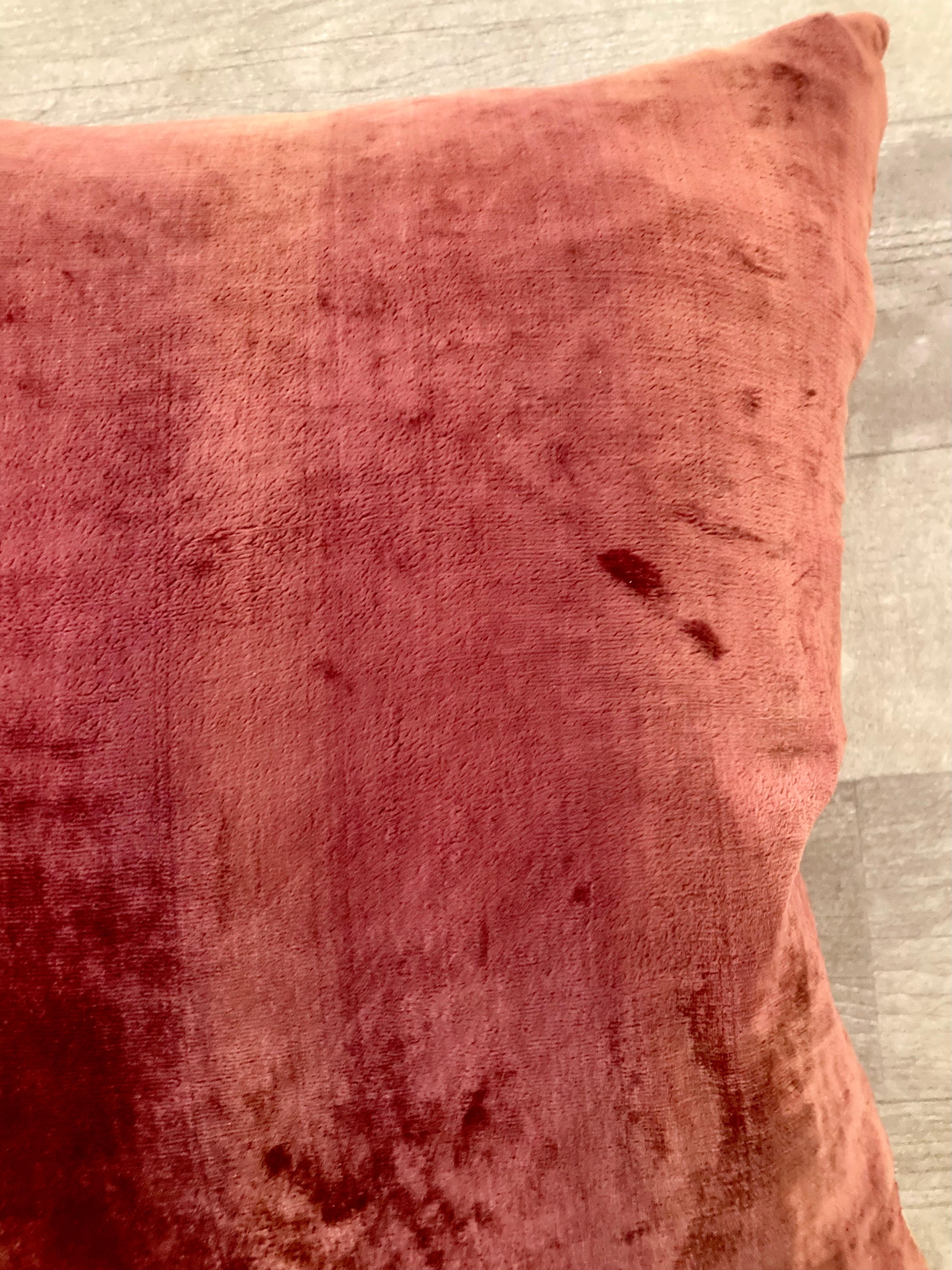 Zuber Gold Embroidery on Aged Red Velvet Down Pillow #2 For Sale 2
