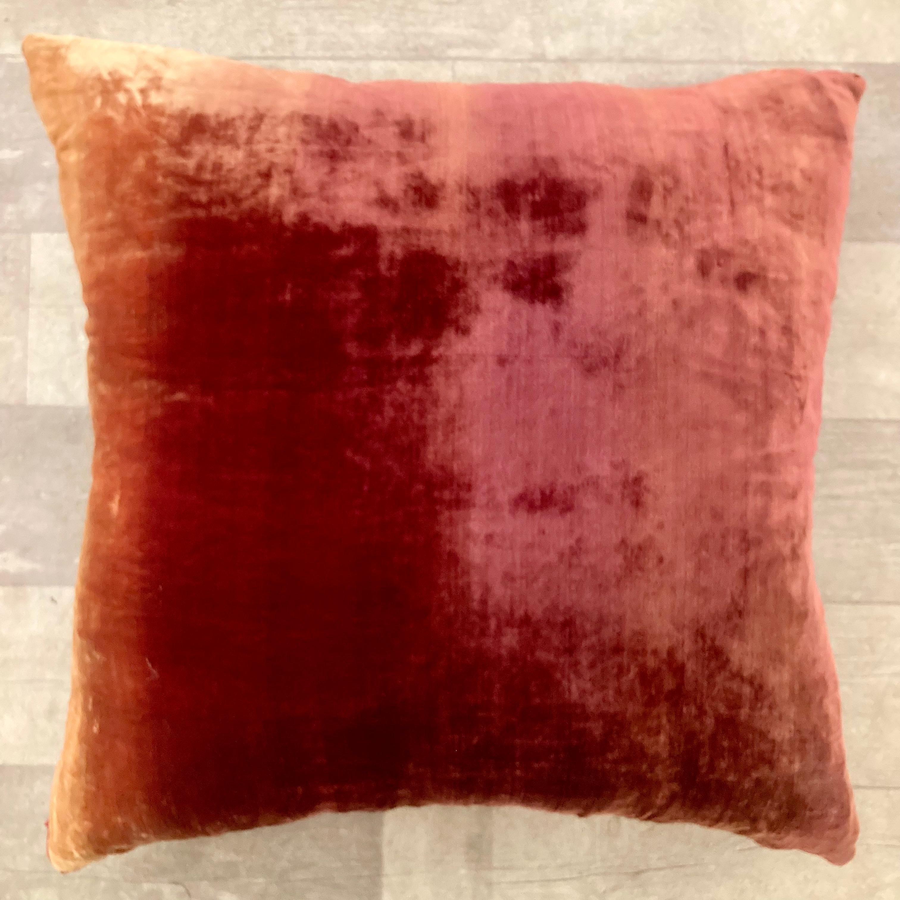 Zuber Gold Embroidery on Aged Red Velvet Down Pillow #4 For Sale 1