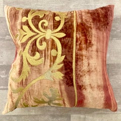 Zuber Gold Embroidery on Aged Red Velvet Down Pillow #5