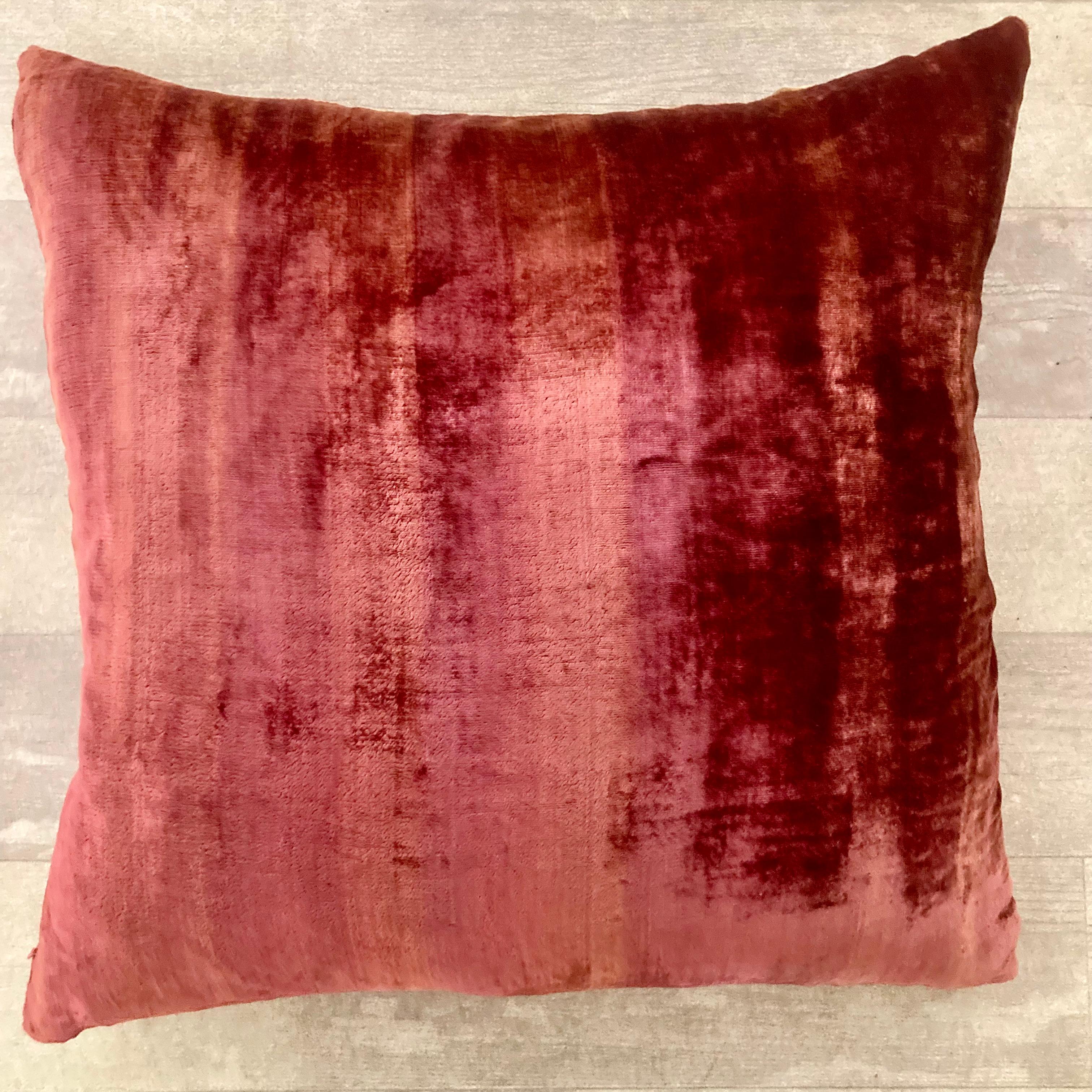 Zuber Gold Embroidery on Aged Red Velvet Down Pillow #5 For Sale 1