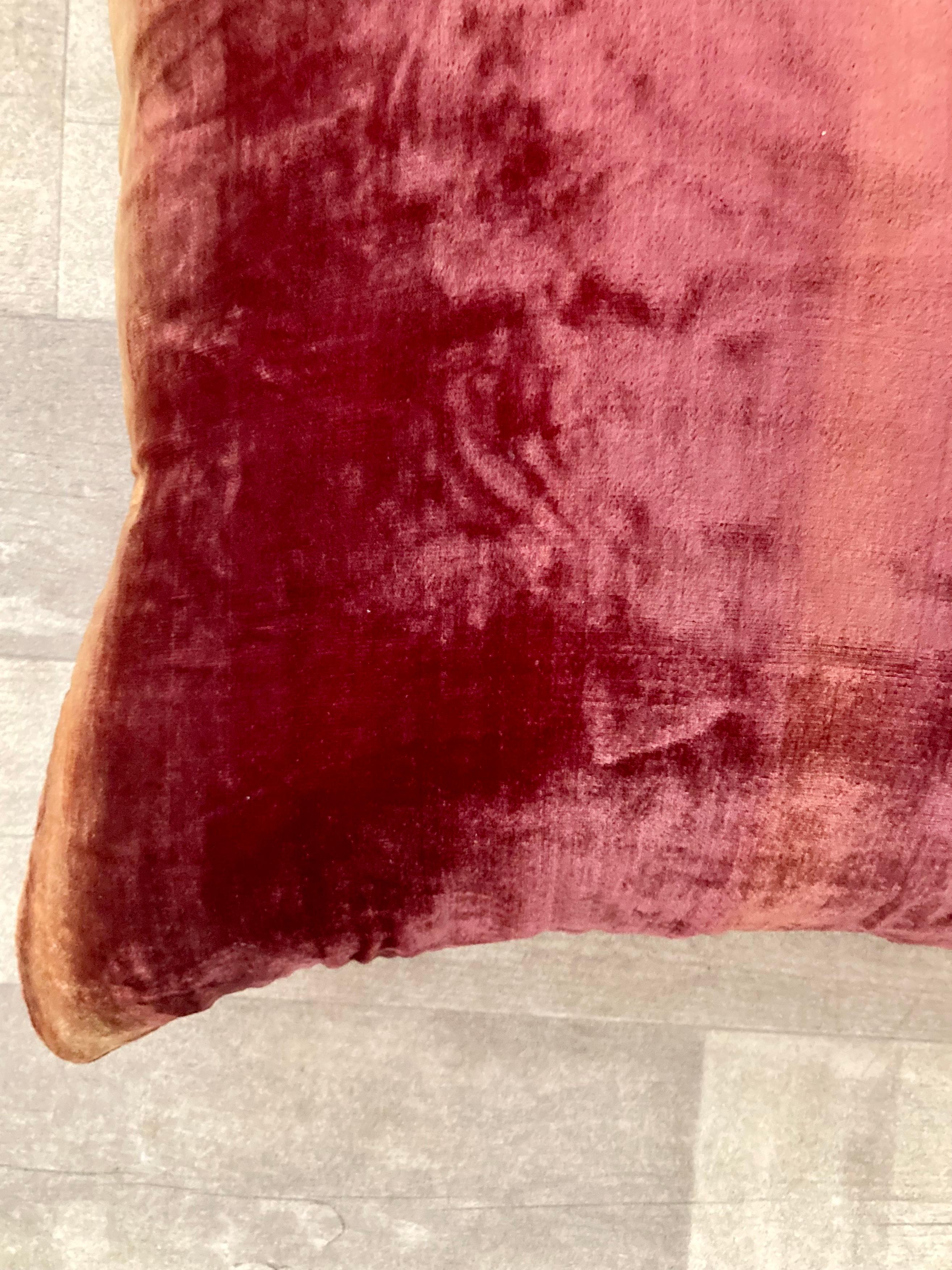 Zuber Gold Embroidery on Aged Red Velvet Down Toss Pillow #3 For Sale 4