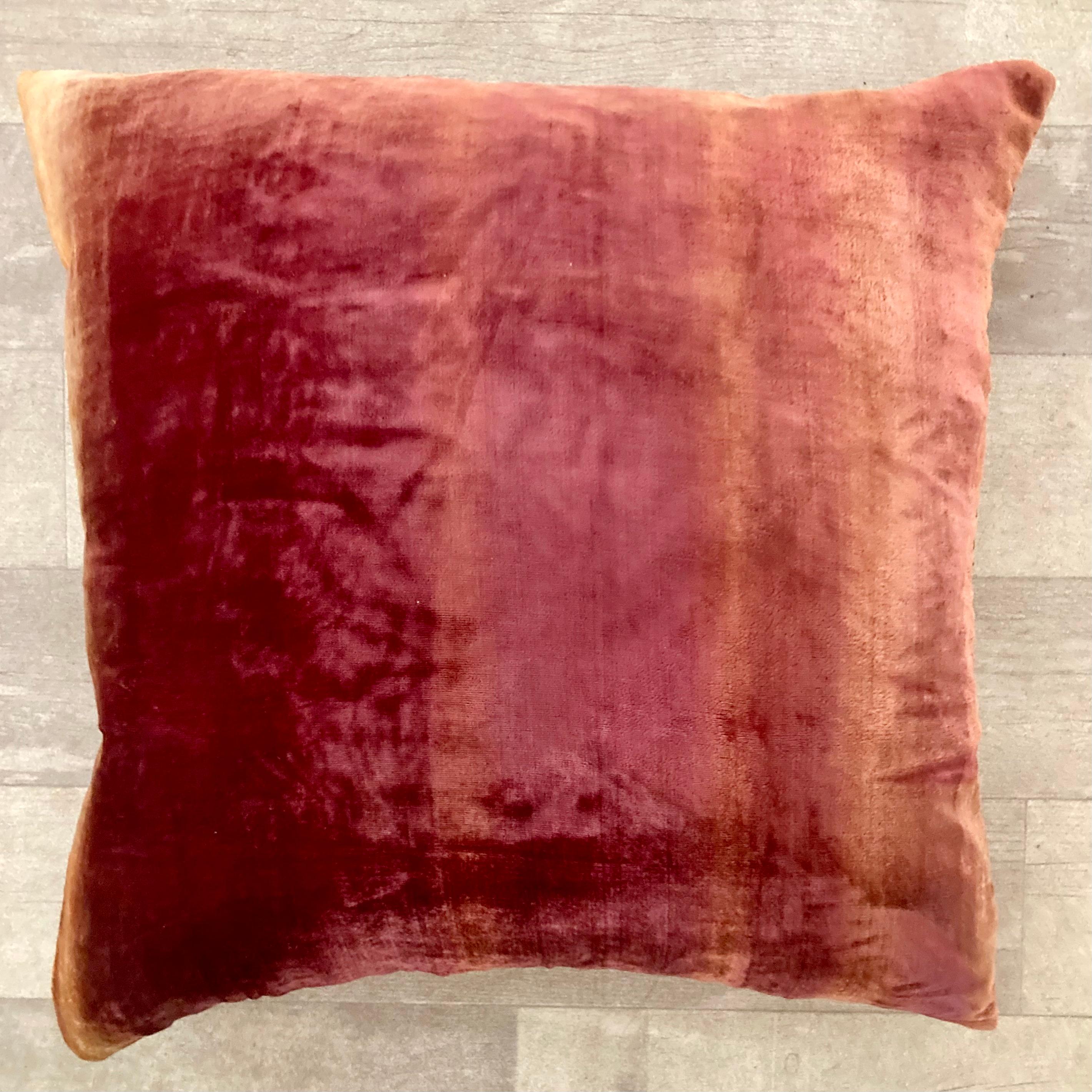 Zuber Gold Embroidery on Aged Red Velvet Down Toss Pillow #3 For Sale 1