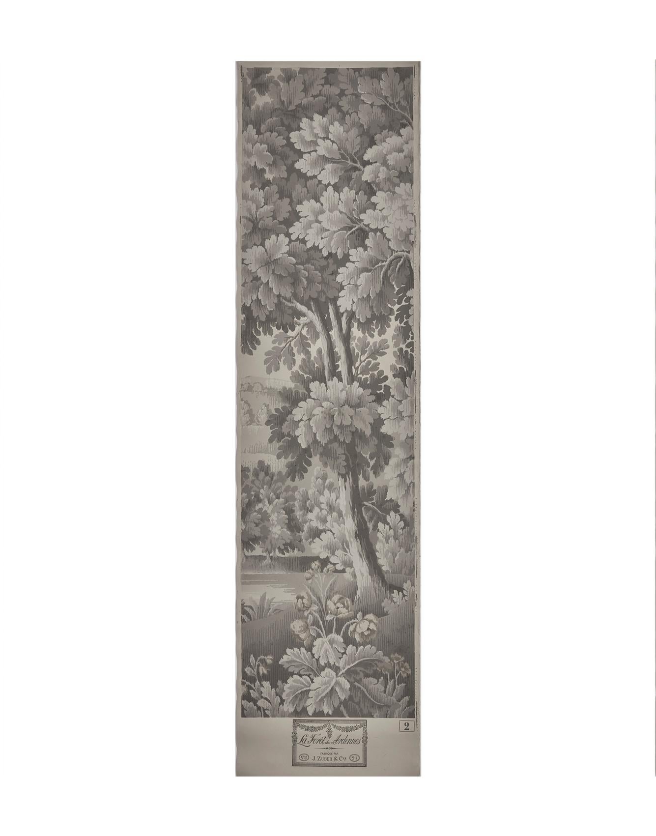 French Zuber, 'La Foret des Ardennes' Hand Wood Blocked Scenic Wall Paper For Sale