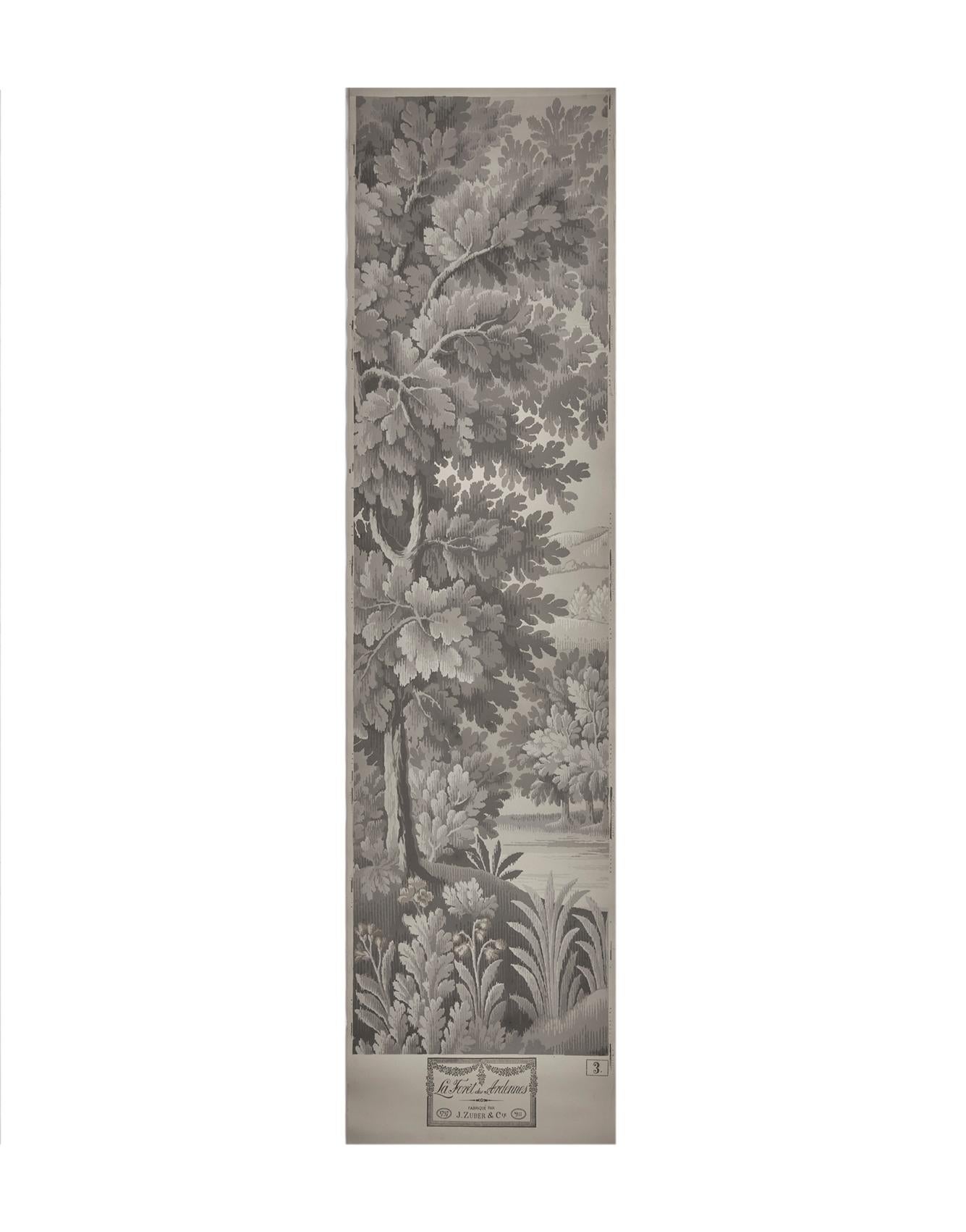 Zuber, 'La Foret des Ardennes' Hand Wood Blocked Scenic Wall Paper In Good Condition For Sale In Rixheim, FR