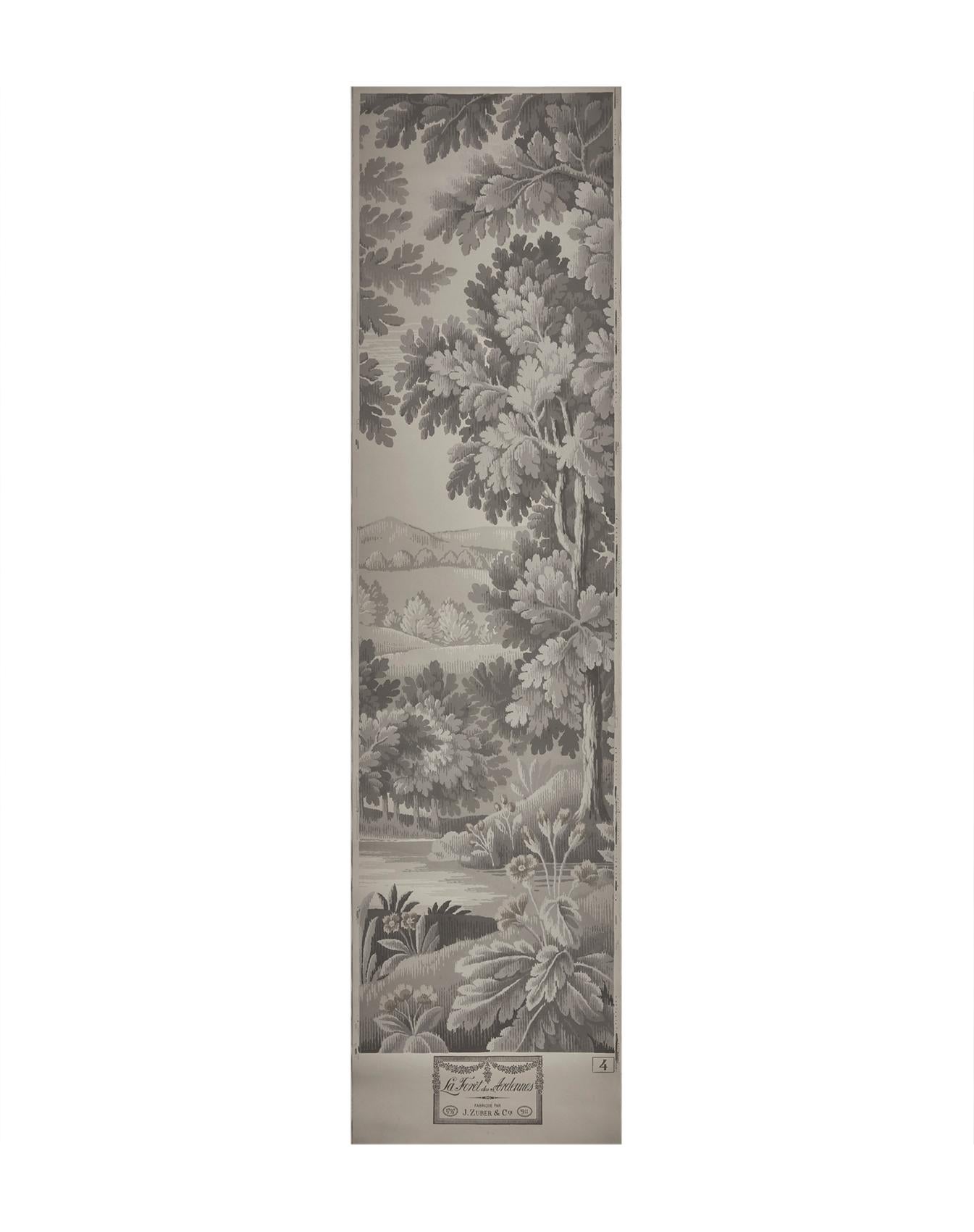 20th Century Zuber, 'La Foret des Ardennes' Hand Wood Blocked Scenic Wall Paper For Sale
