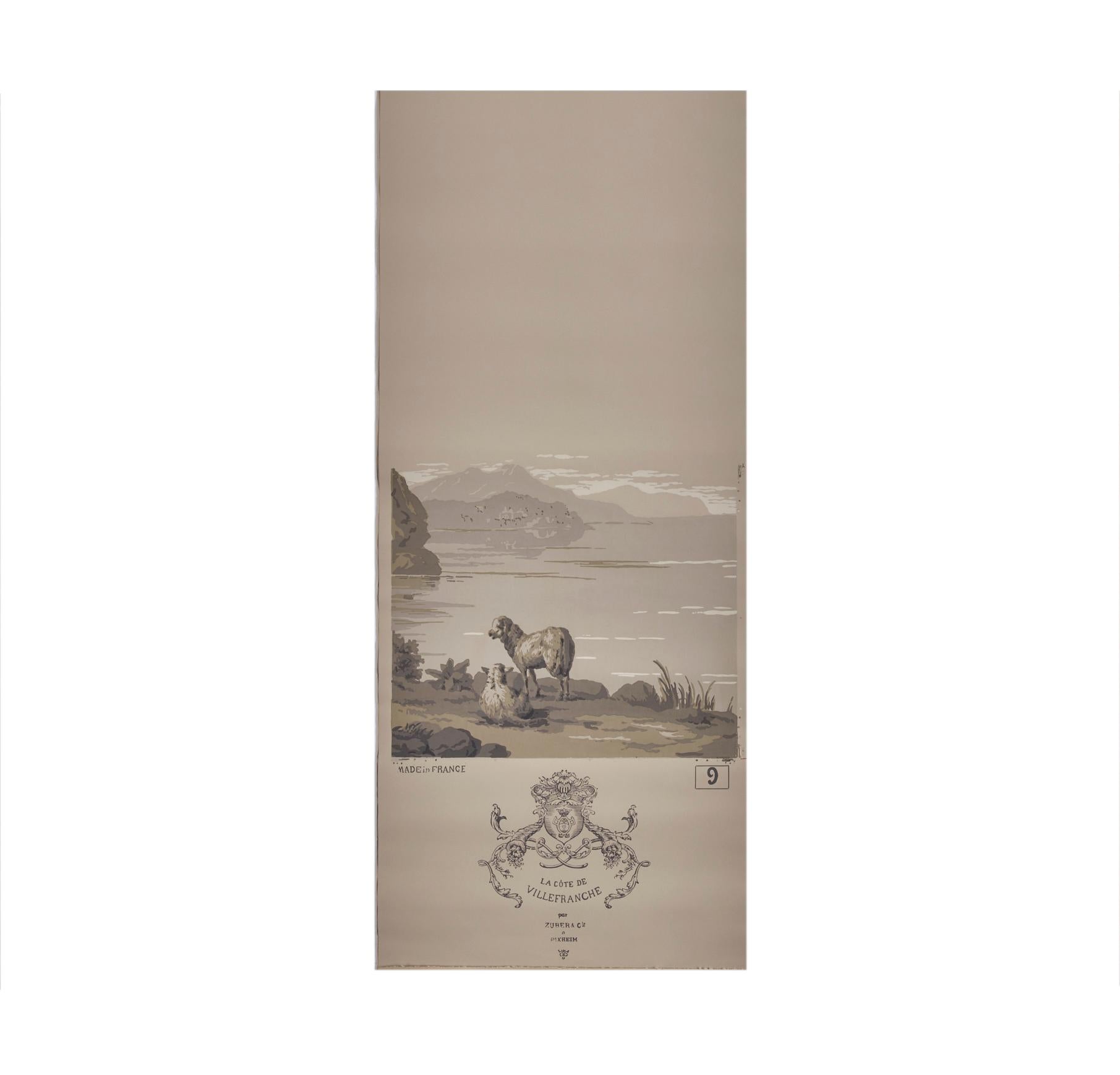 Zuber, 'Les Cotes de VilleFranche' Hand Wood Blocked Scenic Wall Paper For Sale 2