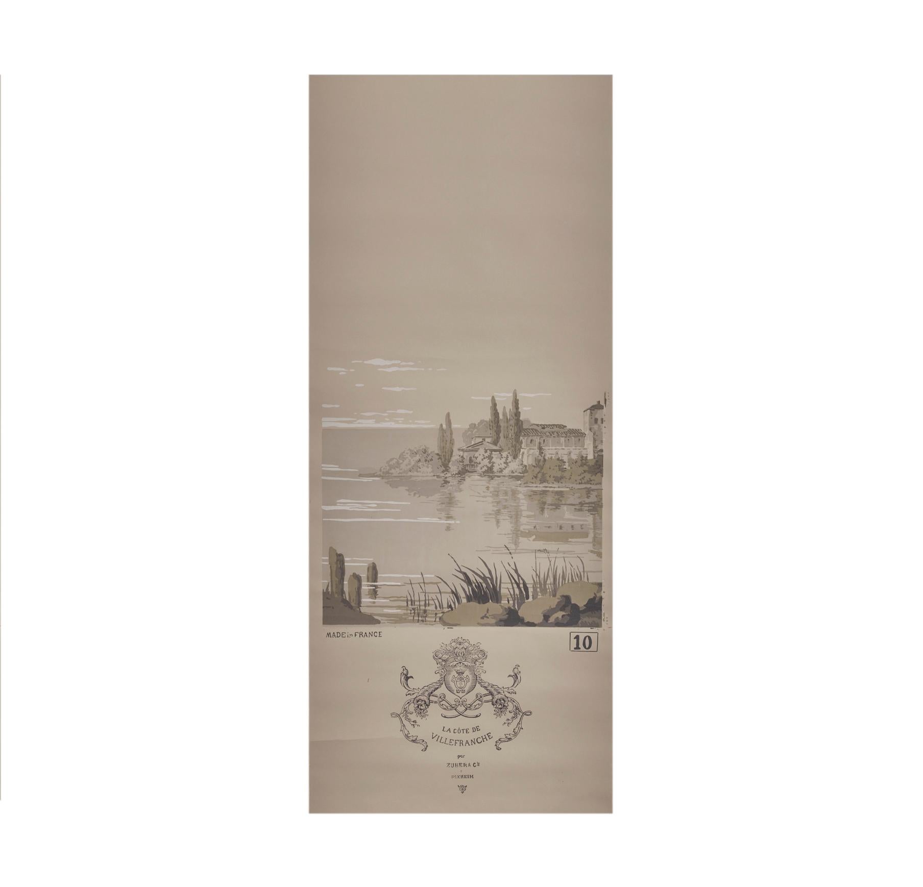 Zuber, 'Les Cotes de VilleFranche' Hand Wood Blocked Scenic Wall Paper For Sale 3
