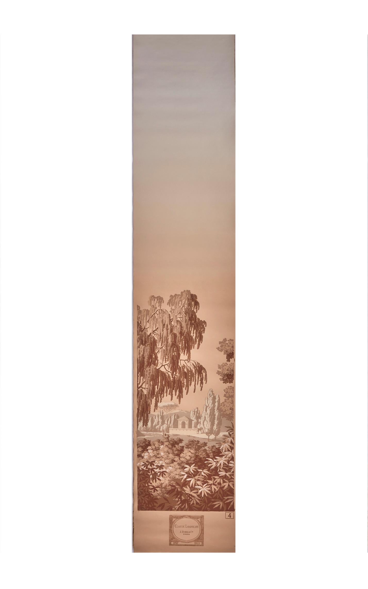 Zuber, 'Les Lointains Sanguine' Hand Wood Blocked Scenic Wall Paper For Sale 1