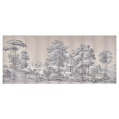 Zuber, 'Paysage Italian' Hand Wood Blocked with 1793-1913 Printer's Stamp