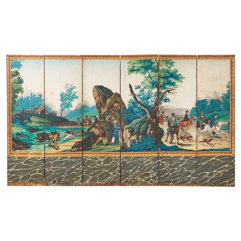 Zuber Six Panel Wallpaper Screen The Hunting Landscape For Sale