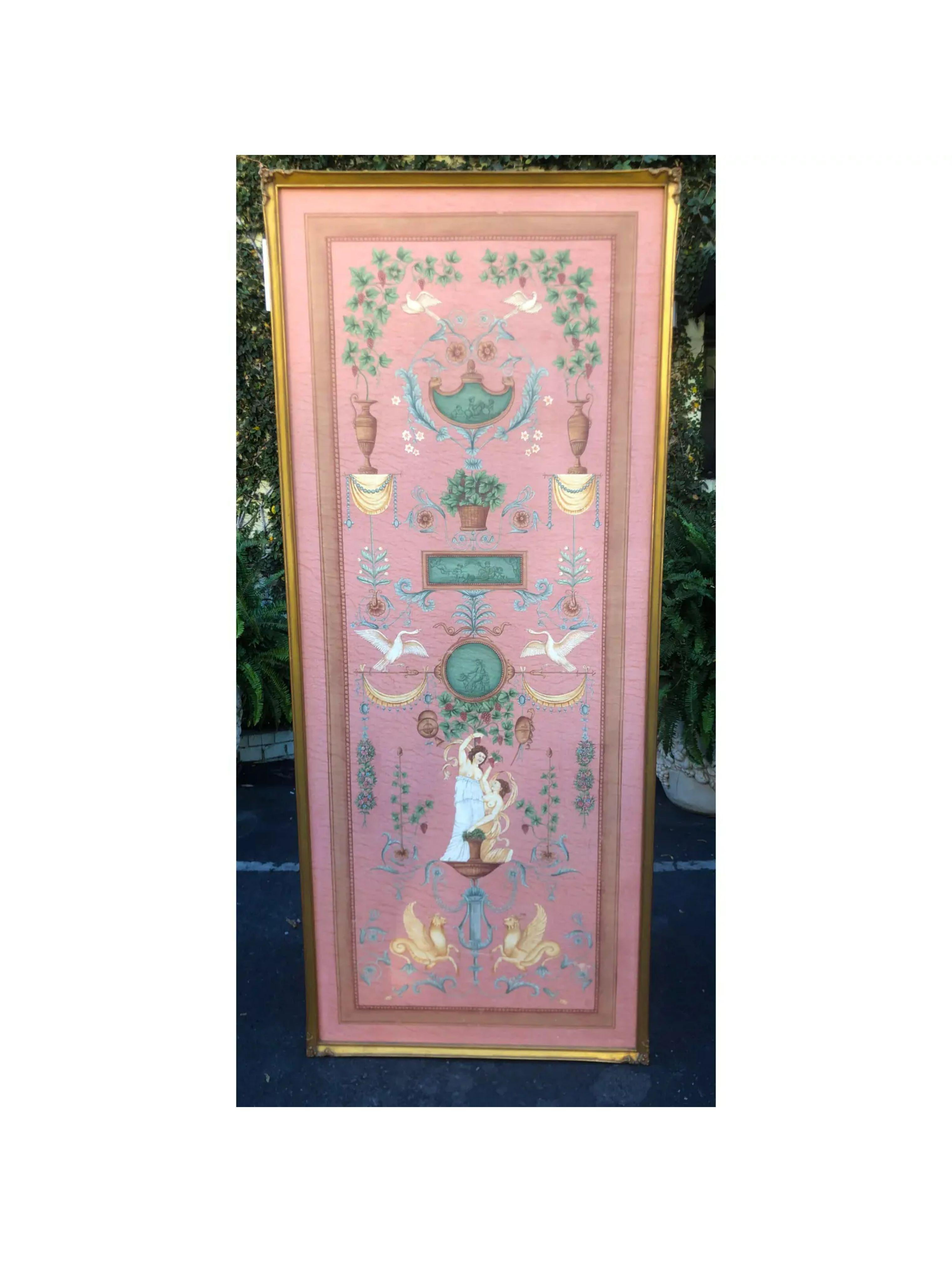 Zuber Style hand painted framed wallpaper panel on canvas. It is beautifully mounted in a Giltwood frame.

Additional information:
Materials: Canvas, Giltwood, Paint
Color: Peach
Period: 1990s
Styles: Belle Epoque
Wallpaper Adhesive Type:
