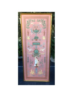 Handbemalte gerahmte botanische Wandteppich-Tapete im Zuber-Stil auf Leinwand