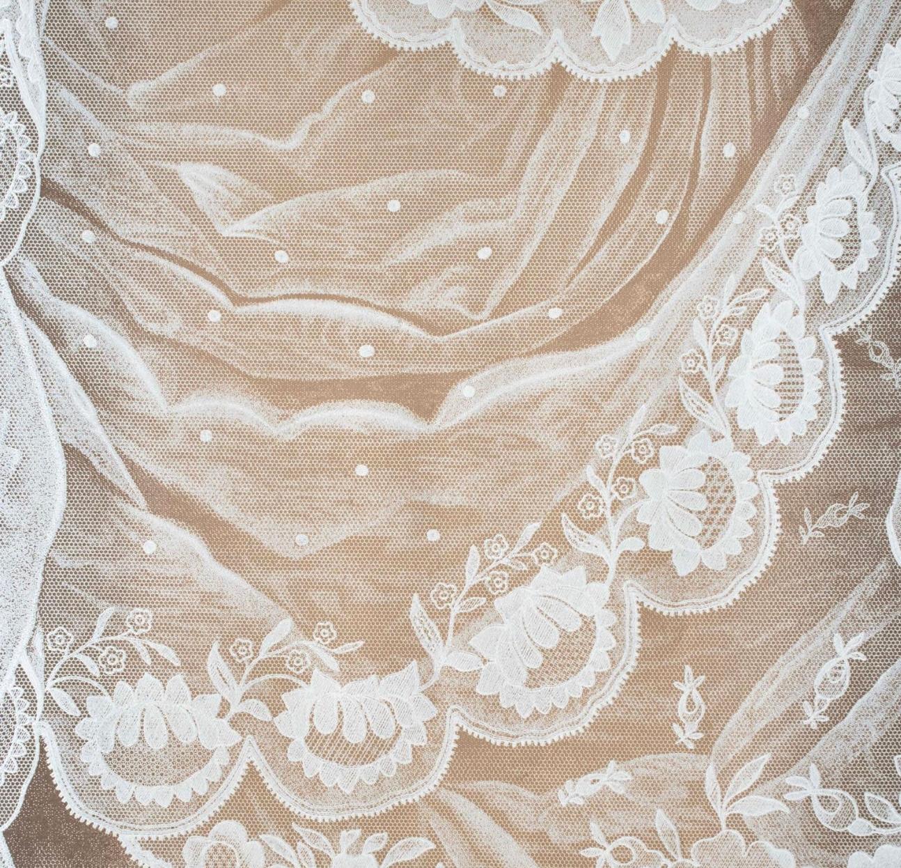 Zuber Tulle I Cantilene Color #12 Handdrucktapete, Trompe L'Oeile, Frankreich (Französisch) im Angebot