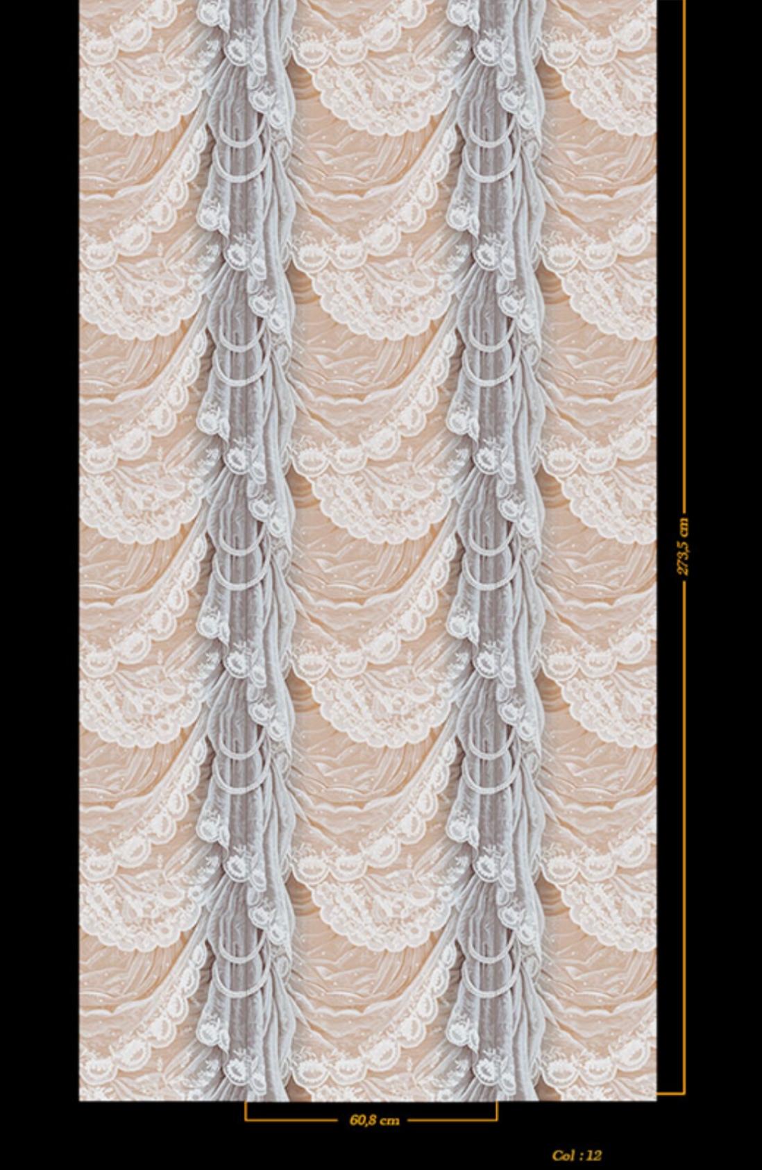 Zuber Tulle I Cantilene Color #12 Handdrucktapete, Trompe L'Oeile, Frankreich im Zustand „Gut“ im Angebot in Brooklyn, NY